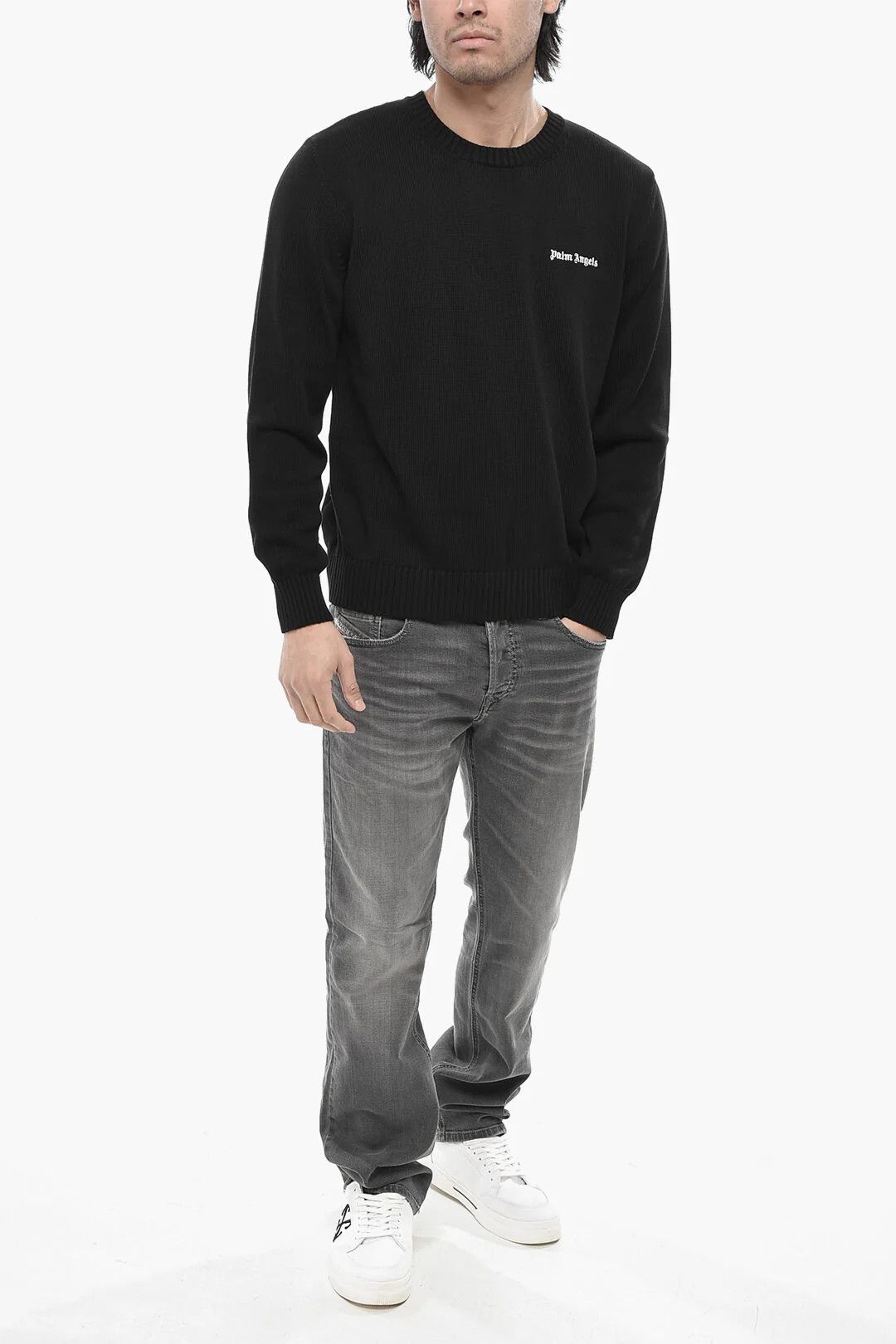 Palm Angels og1mm0326 Cotton Crewneck Sweater in black Size US XS / EU 42 / 0 - 4 Thumbnail