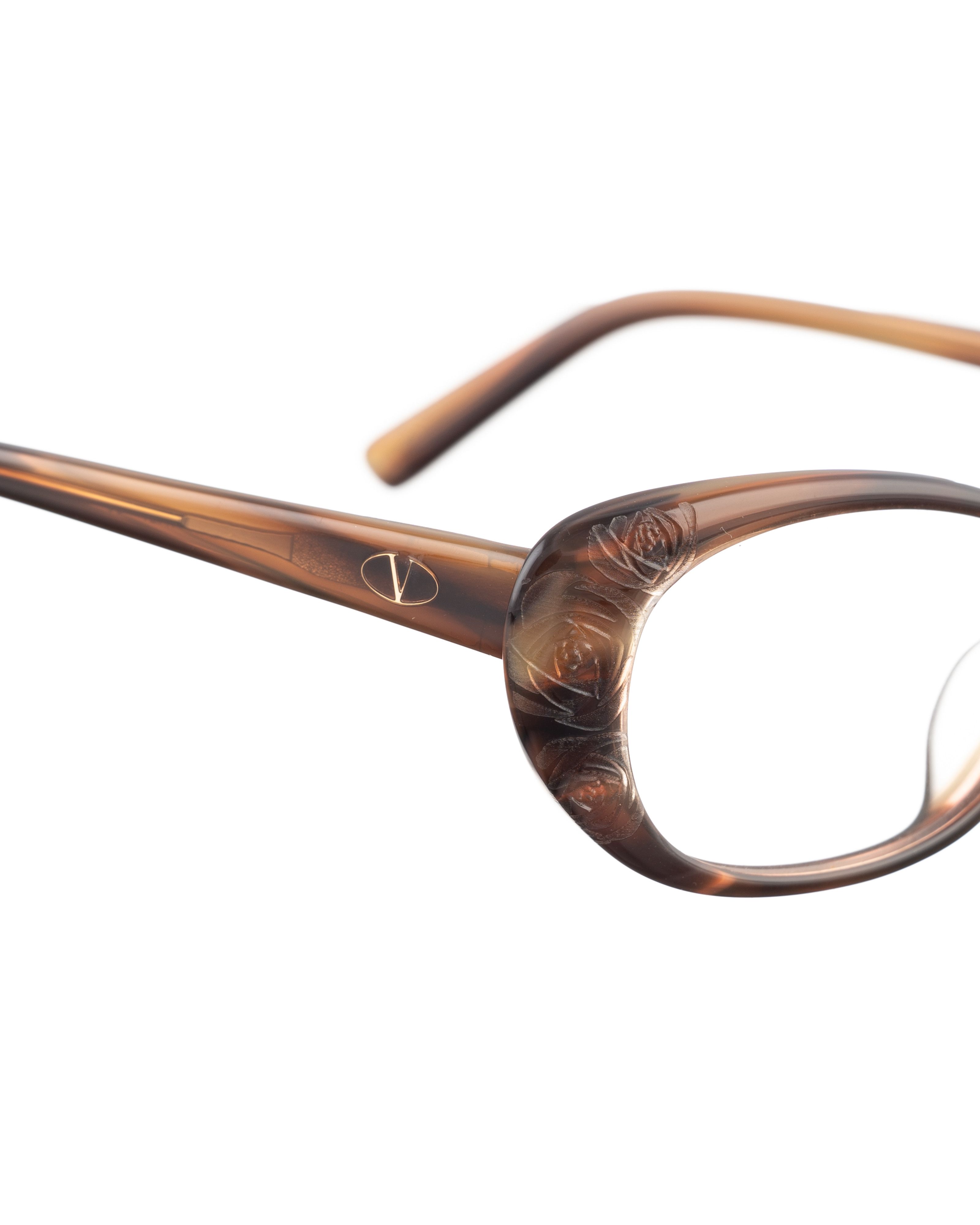 Valentino Valentino 00s Brown Cat Eye Glasses with Roses Size ONE SIZE - 1 Thumbnail