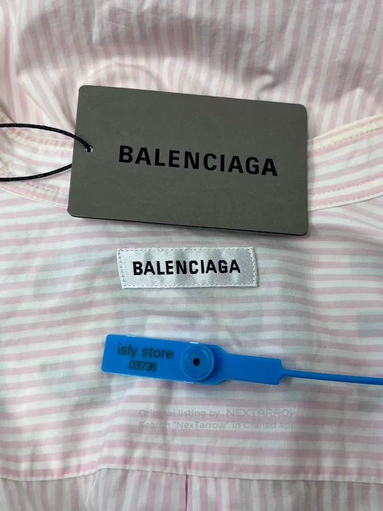 Balenciaga Balenciaga Back Logo Striped Swing Shirt Size XXS / US 00 / IT 34 - 4 Thumbnail