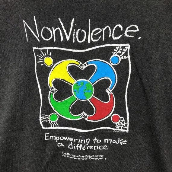 Vintage Vtg 80’ NONVIOLENCE MARTIN LUTHER King Tee Shirt Social Size M / US 6-8 / IT 42-44 - 3 Thumbnail