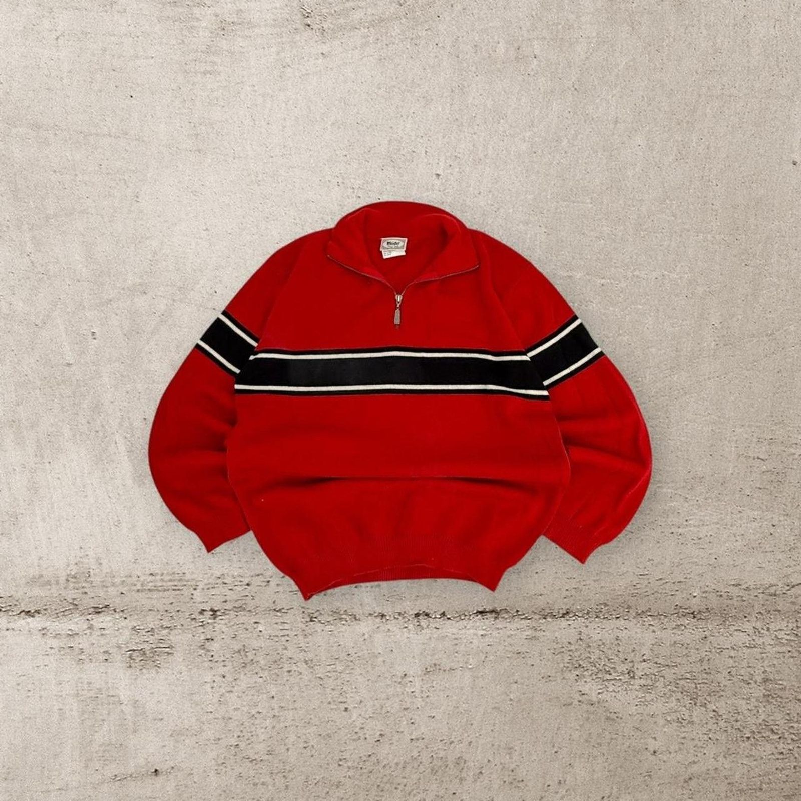 Meister Vintage 90s meister striped baggy quarter zip sweater Size US L / EU 52-54 / 3 - 1 Thumbnail