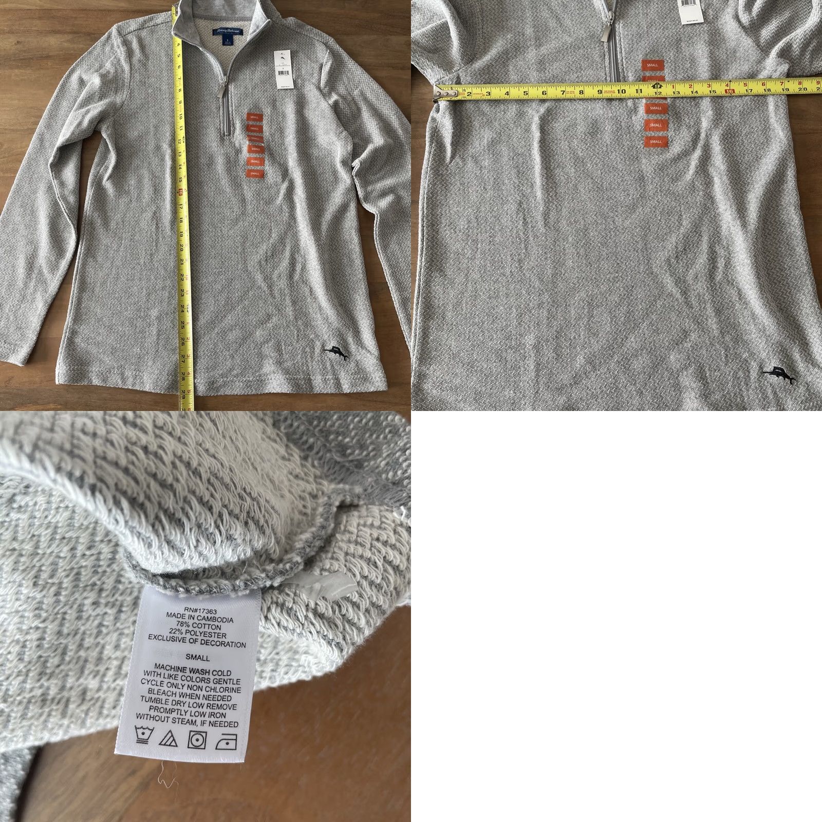Tommy Bahama Tommy Bahama Shirt Men S Gray 1/4 Zip Pajama Top Sweatshirt Loungewear Geometric Logo Embroidered Slide Sleepwear Size US S / EU 44-46 / 1 - 8 Thumbnail