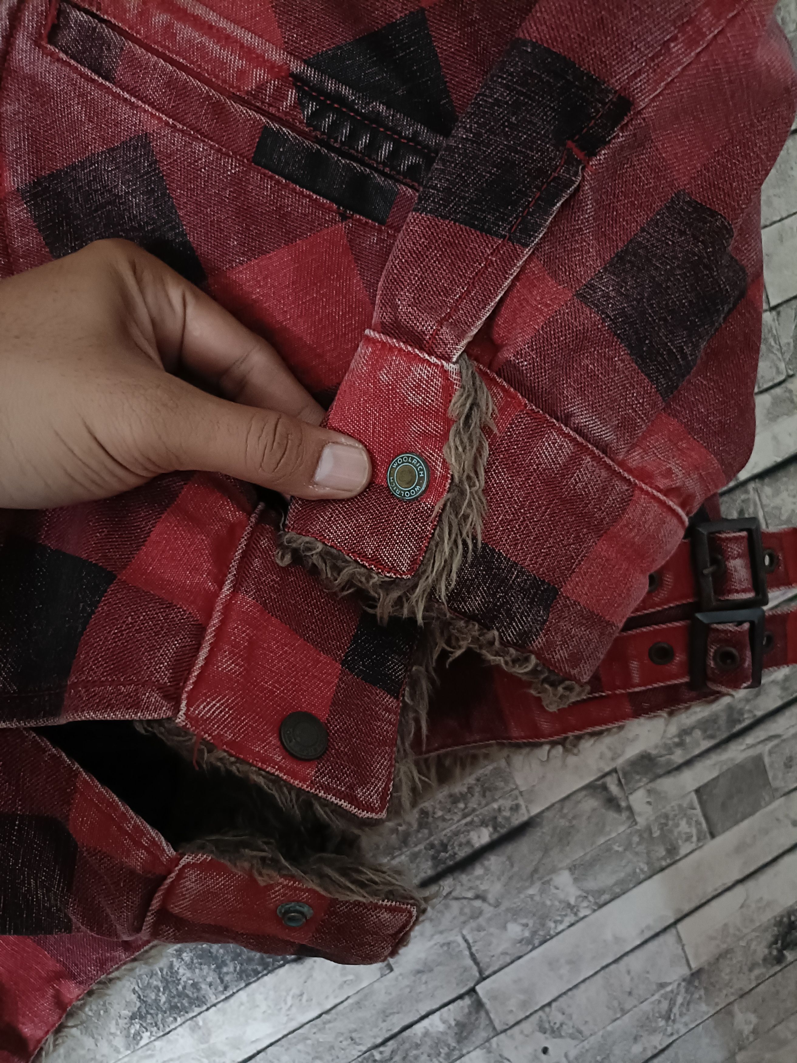 Vintage Vintage Woolrich buffalo plaid fur canvas biker jacket Size US XL / EU 56 / 4 - 3 Thumbnail