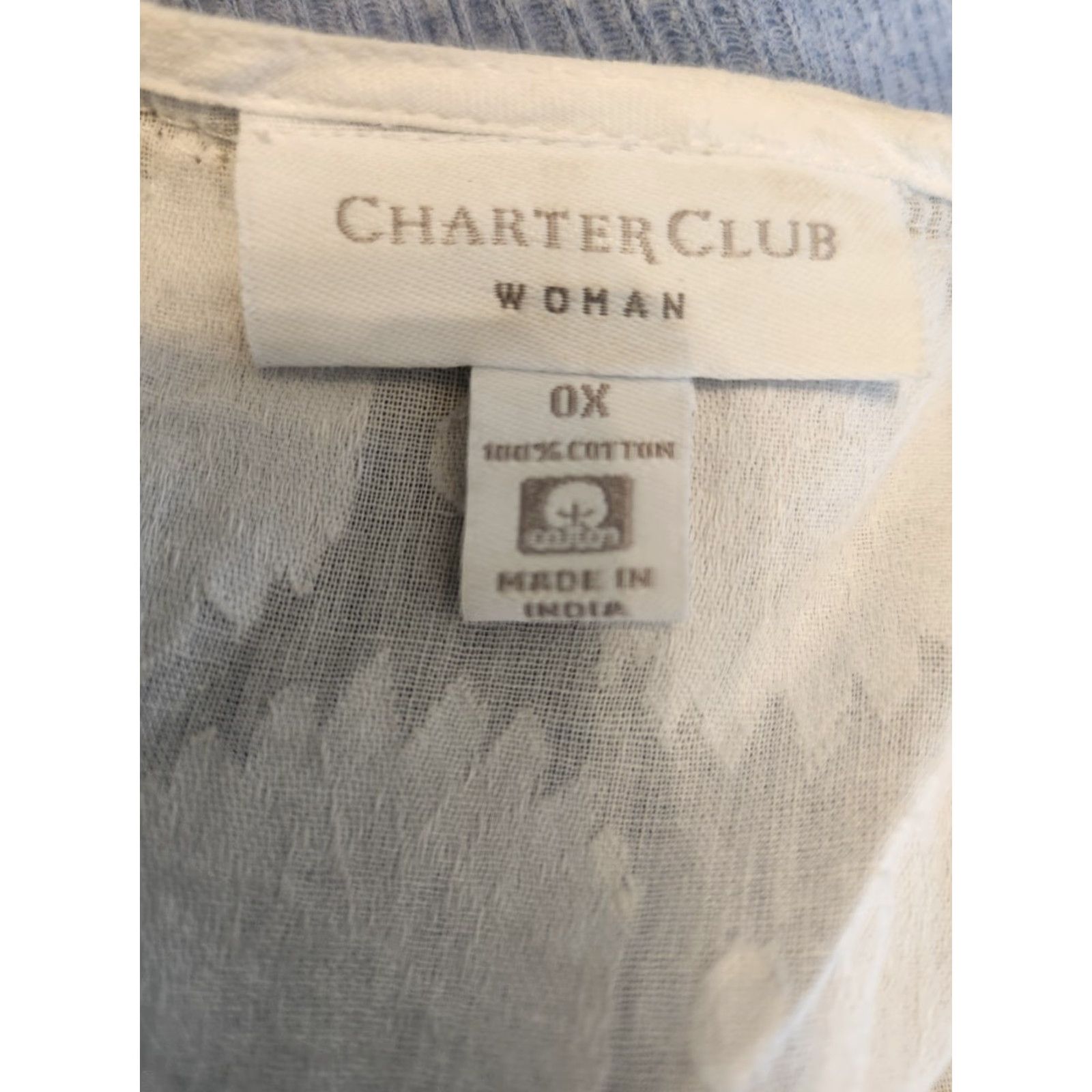 Charter Club Charter Club Blouse Tunic Top 0X White Beaded Detailed V-Neck 3/4 Sleeve Women Mathched Size XL / US 12-14 / IT 48-50 - 6 Thumbnail