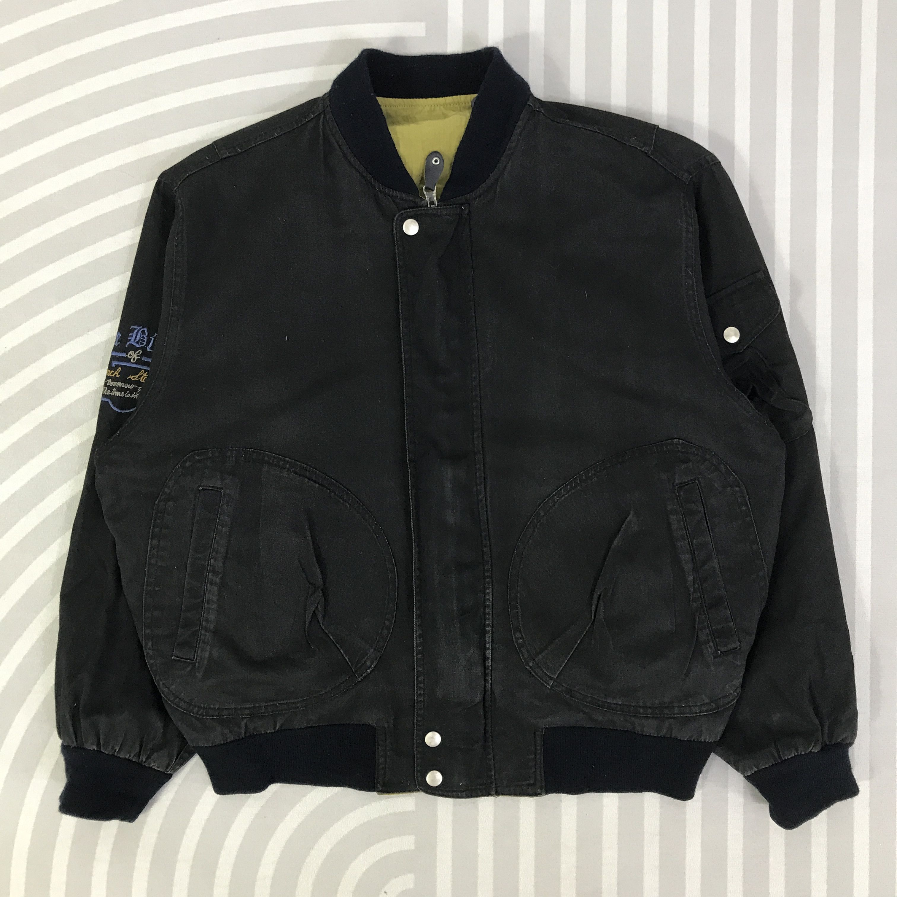 Vintage Vintage Mike Birnies Bomber black faded Jacket K92B17 Size US L / EU 52-54 / 3 - 3 Thumbnail