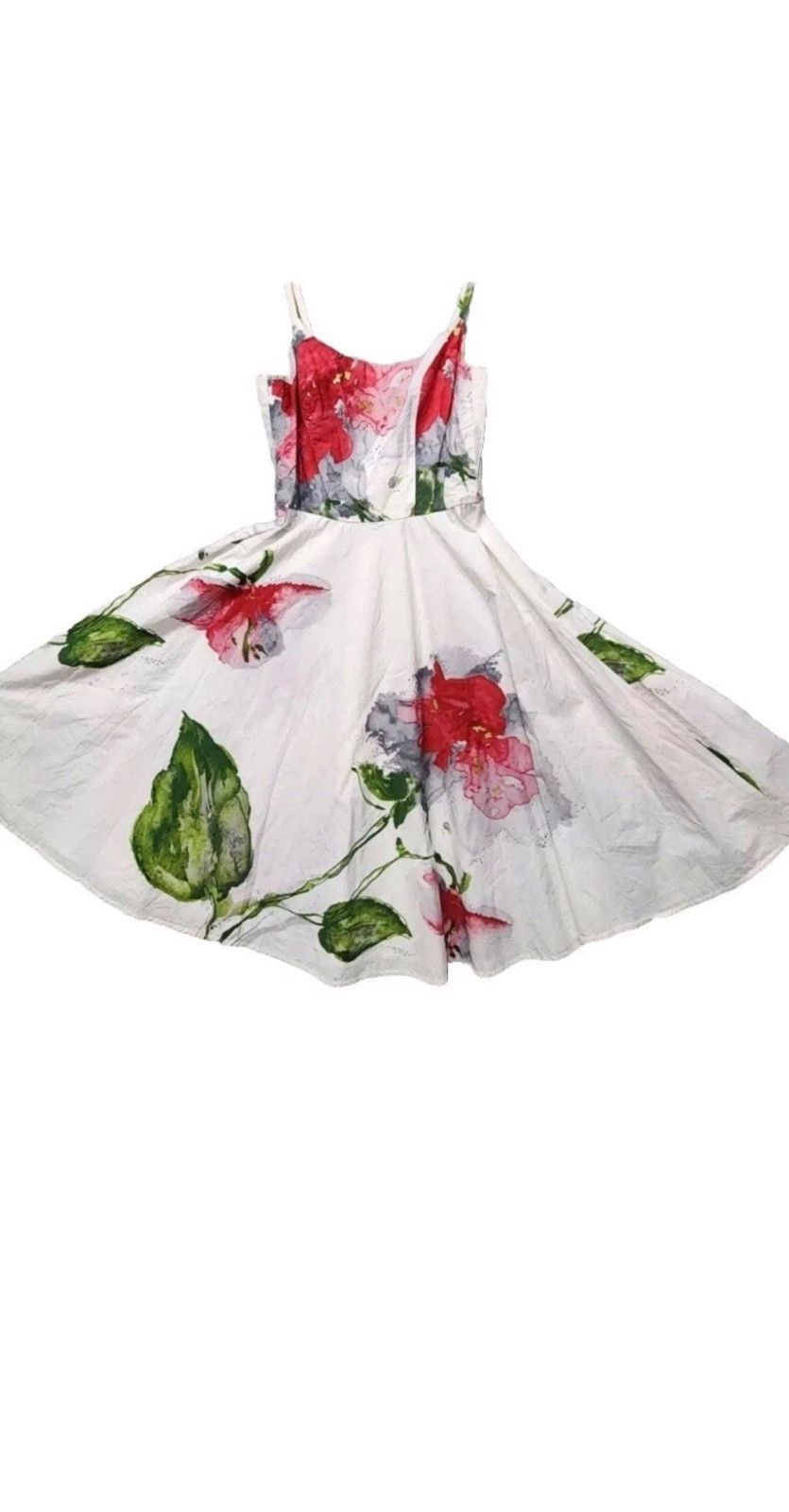 Other Designer MARIO BALTHAZAR Sz. 12 White Floral Midi Dress Size M / US 6-8 / IT 42-44 - 4 Thumbnail
