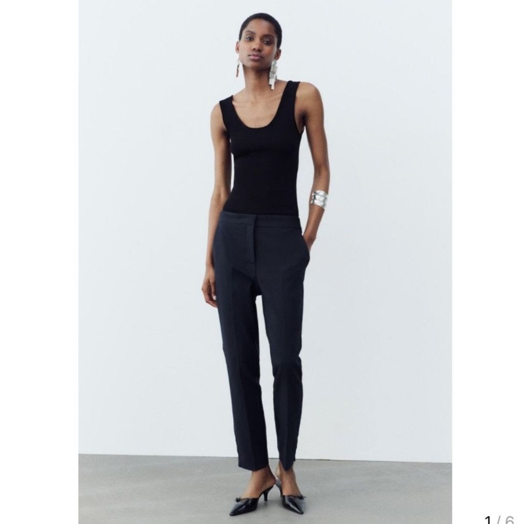 Zara ZARA NWT Pinstripes Jogger Trouser Academia Blue Black Sz L Size 34" / US 12 / IT 48 - 1 Thumbnail