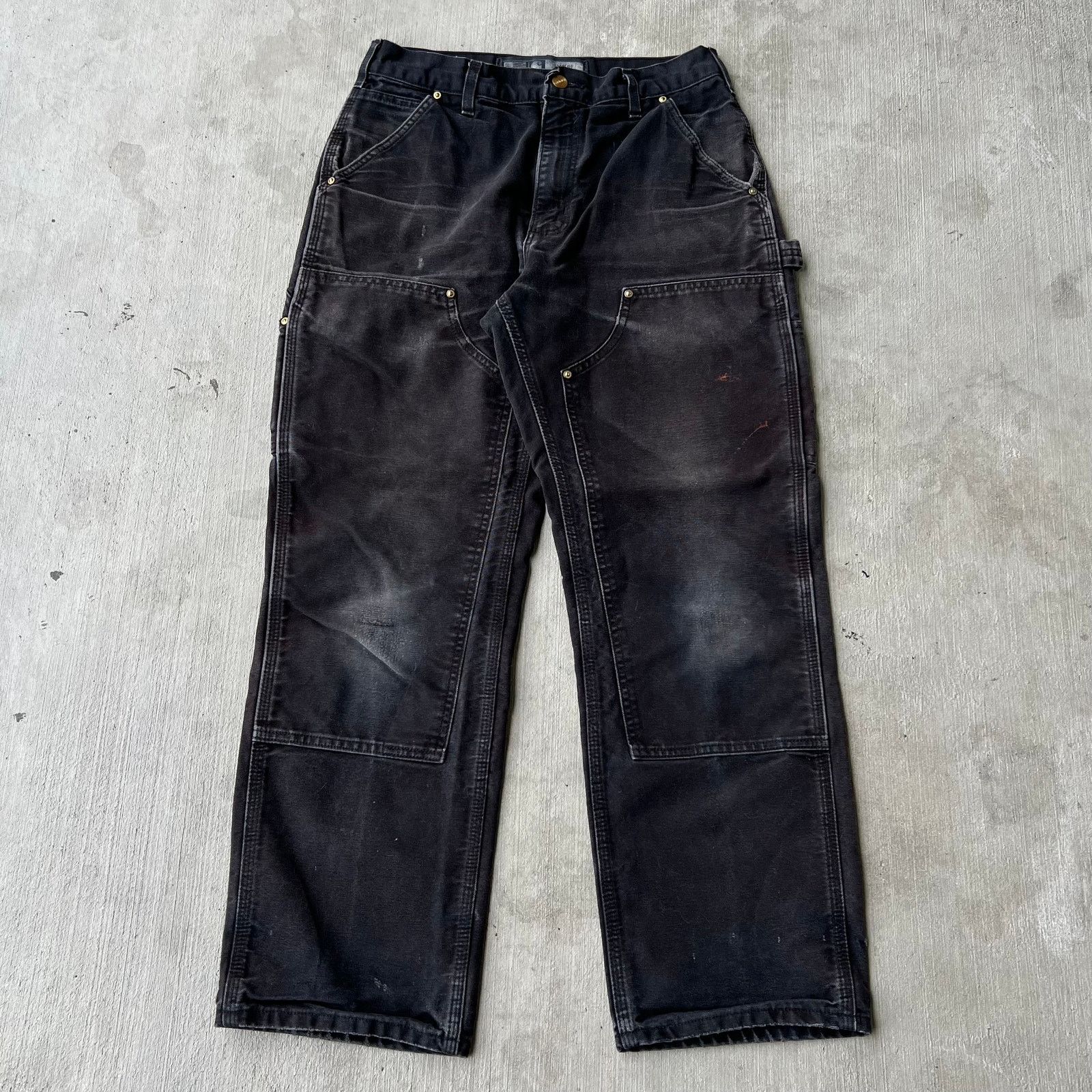 Carhartt × Vintage Carhartt faded black double knee work wear carpenter pants Size US 29 - 1 Thumbnail