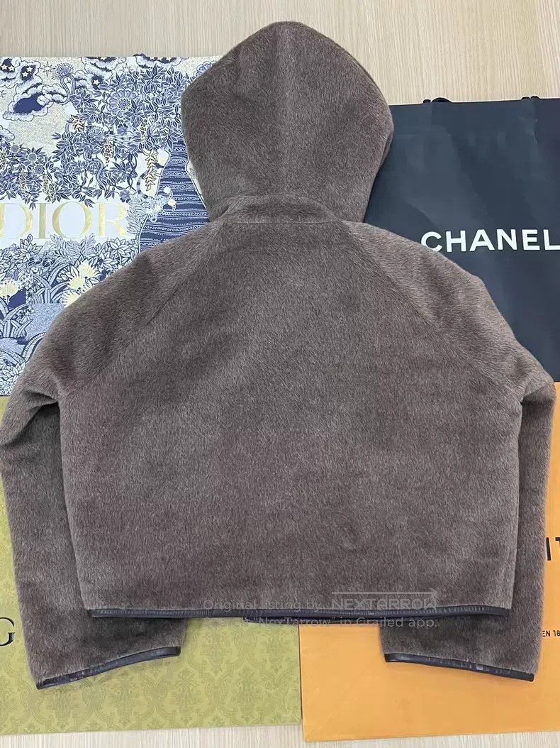 Hermes Hermes Khaki Alpaca and Leather Hooded Jacket Size XS / US 0-2 / IT 36-38 - 3 Thumbnail