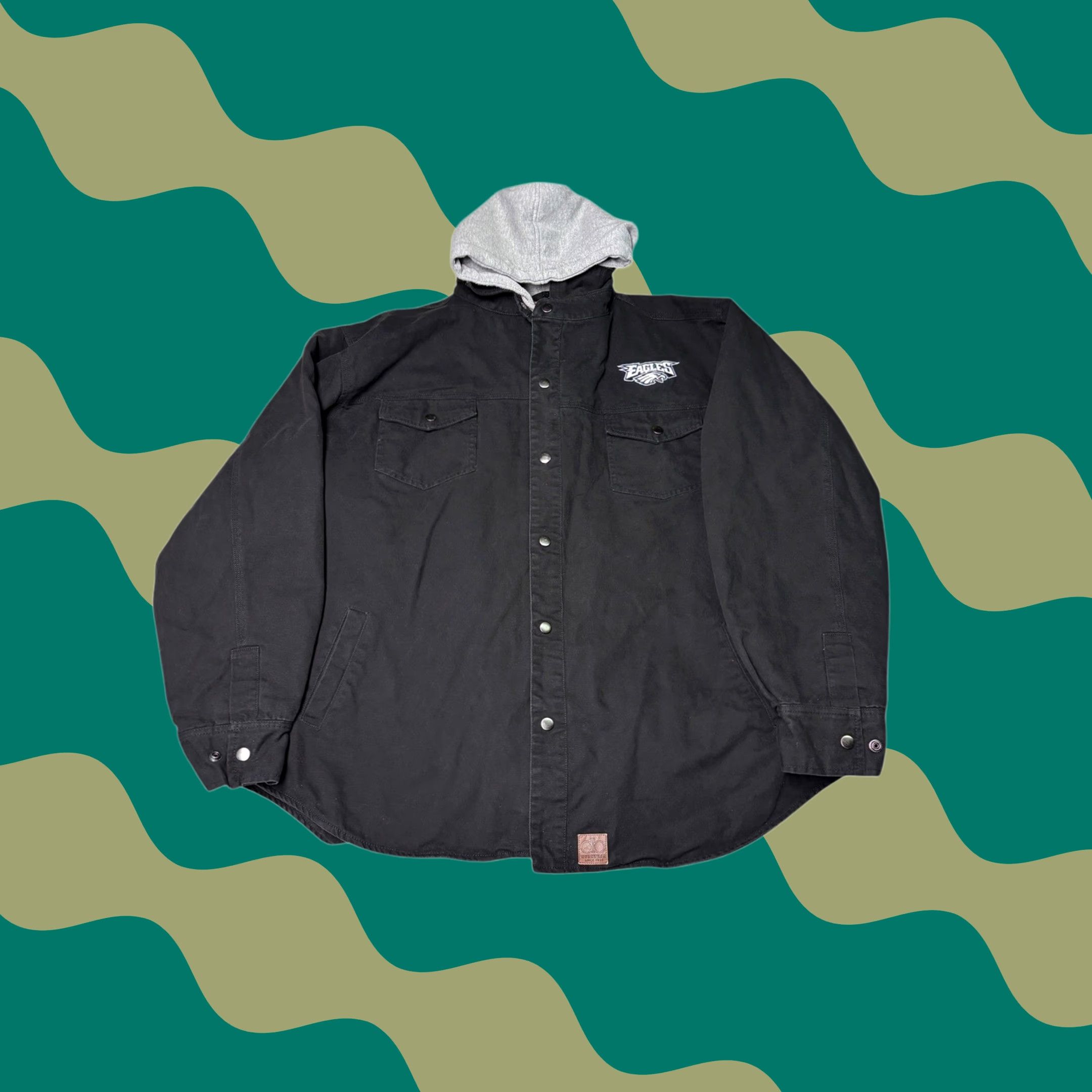 Vintage DB Workwear Philadelphia Eagles Quilted Lined Hooded Shirt Jacket Mens 3XL Black Size US XXL / EU 58 / 5 - 1 Thumbnail