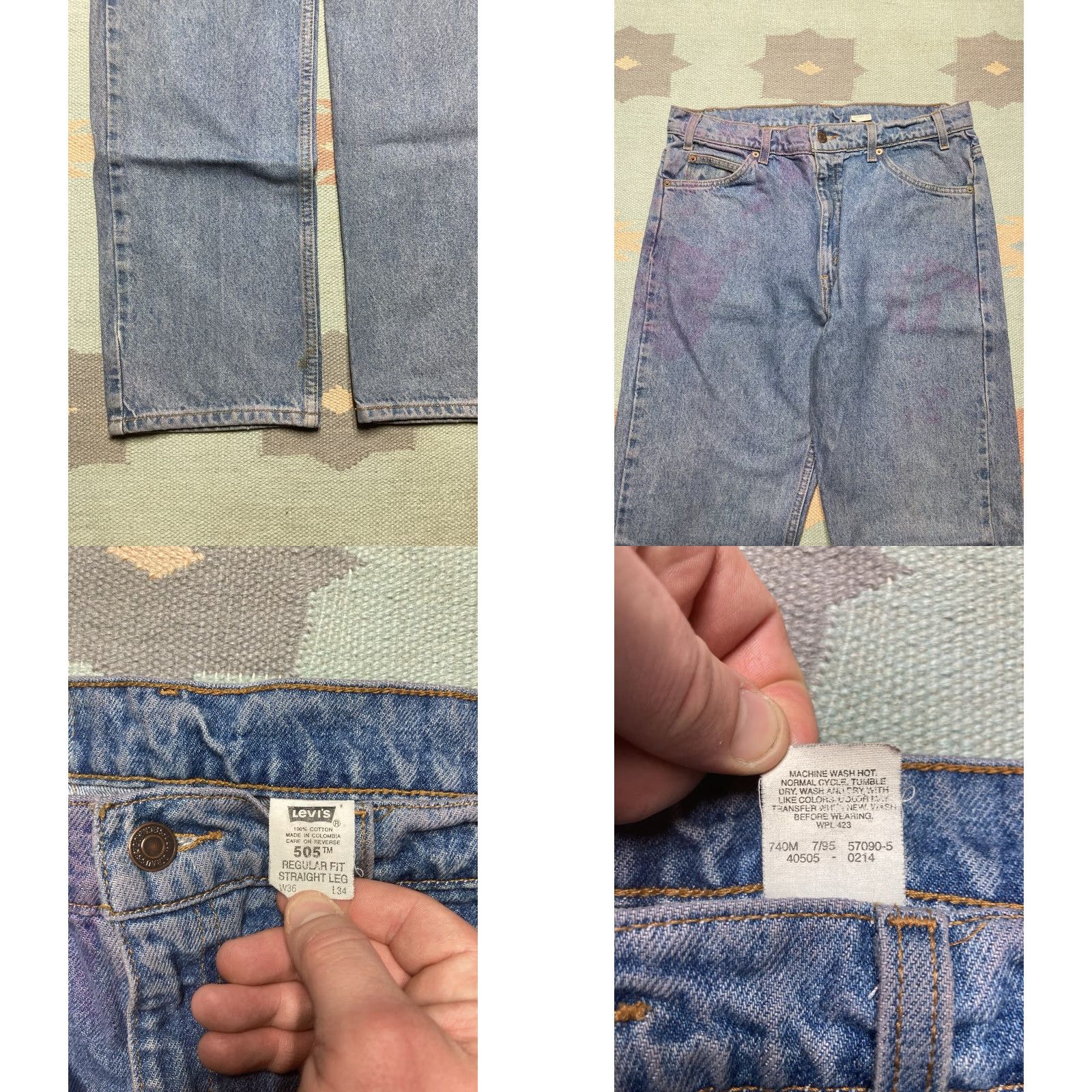 Levi's VINTAGE Levi’s 505 Jeans Straight Regular Fit Light Wash 35x33 Orange Tab Men Jeans Size US 35 - 8 Thumbnail
