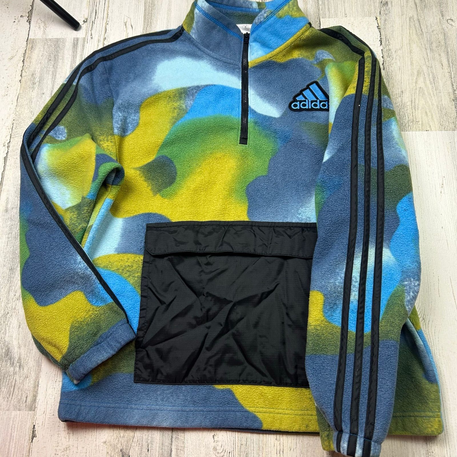Adidas Adidas Youth Boys Pull-Over Abstract Quarter-Zip Sweater Size US XL / EU 56 / 4 - 5 Thumbnail