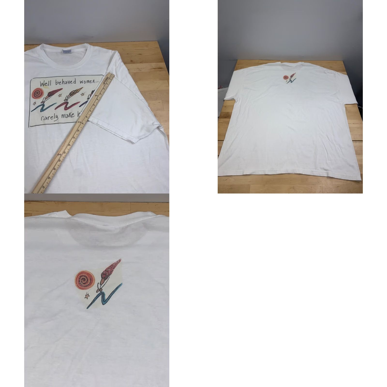 Hanes VINTAGE Hanes Shirt Womens 2XL White Crew Neck Short Sleeve Basic Casual 90s 13247 Size XXL / US 16-18 / IT 52-54 - 8 Thumbnail
