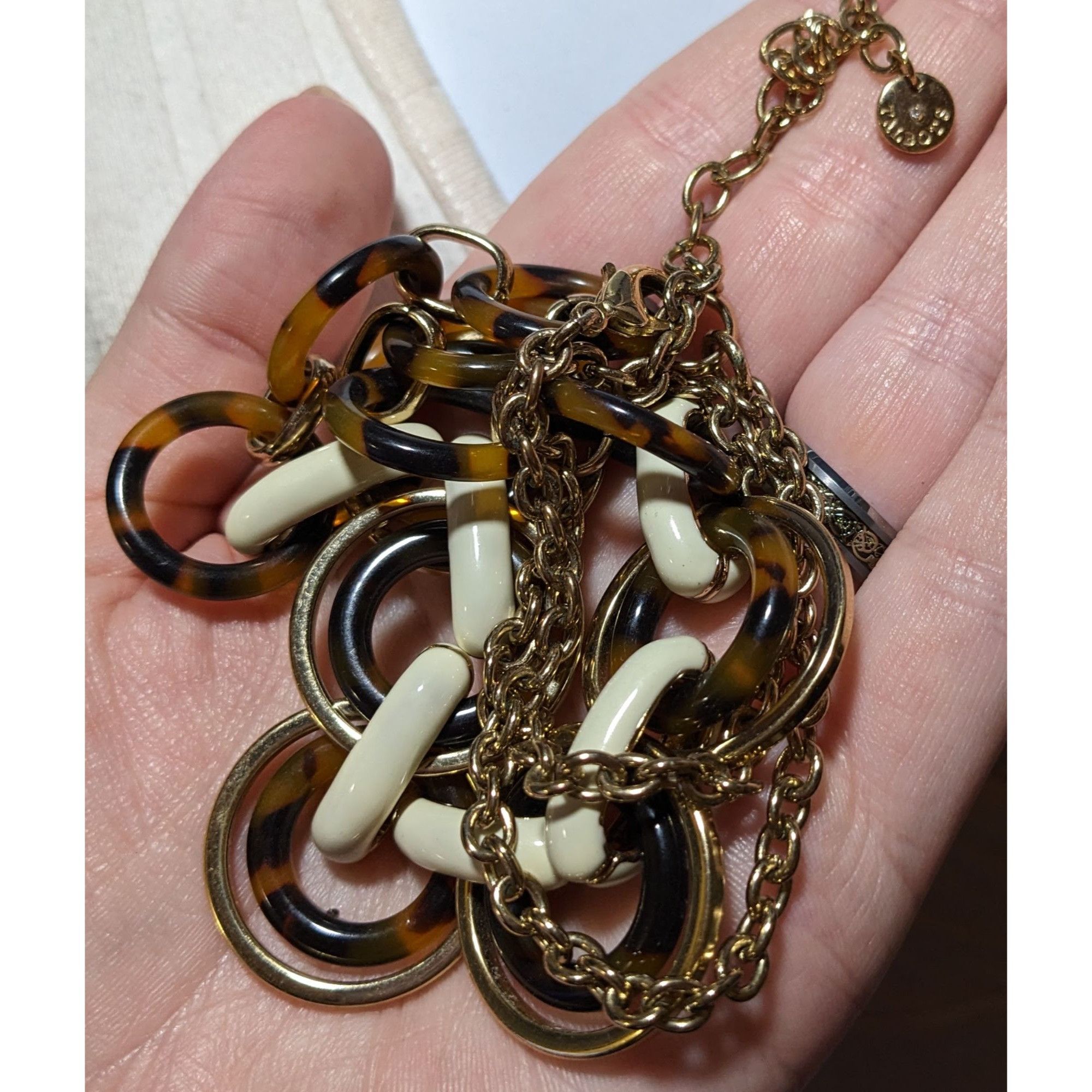 Talbots Talbots Tortoise Link White And Gold Accent Necklace Size ONE SIZE - 3 Thumbnail