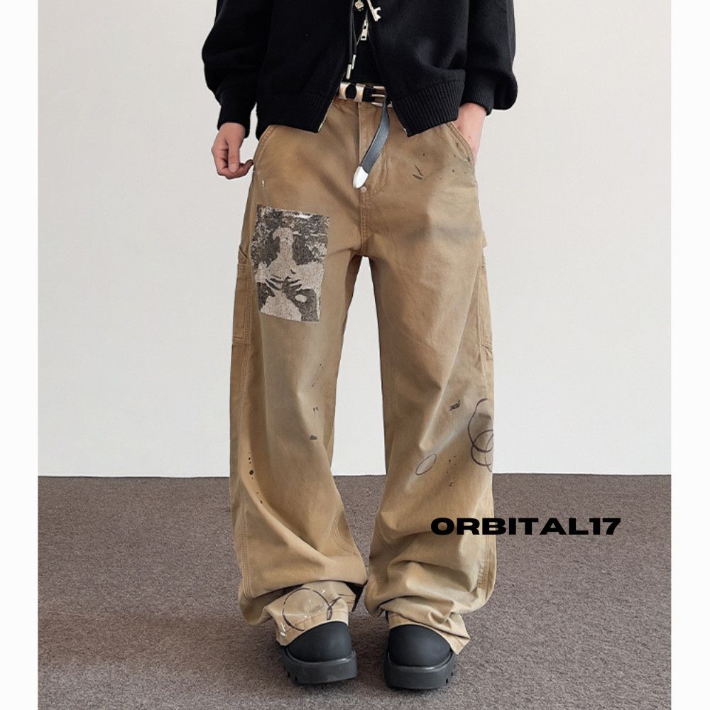 Baggy Wide Leg Patchwork Denim Jeans, Flare Jeans