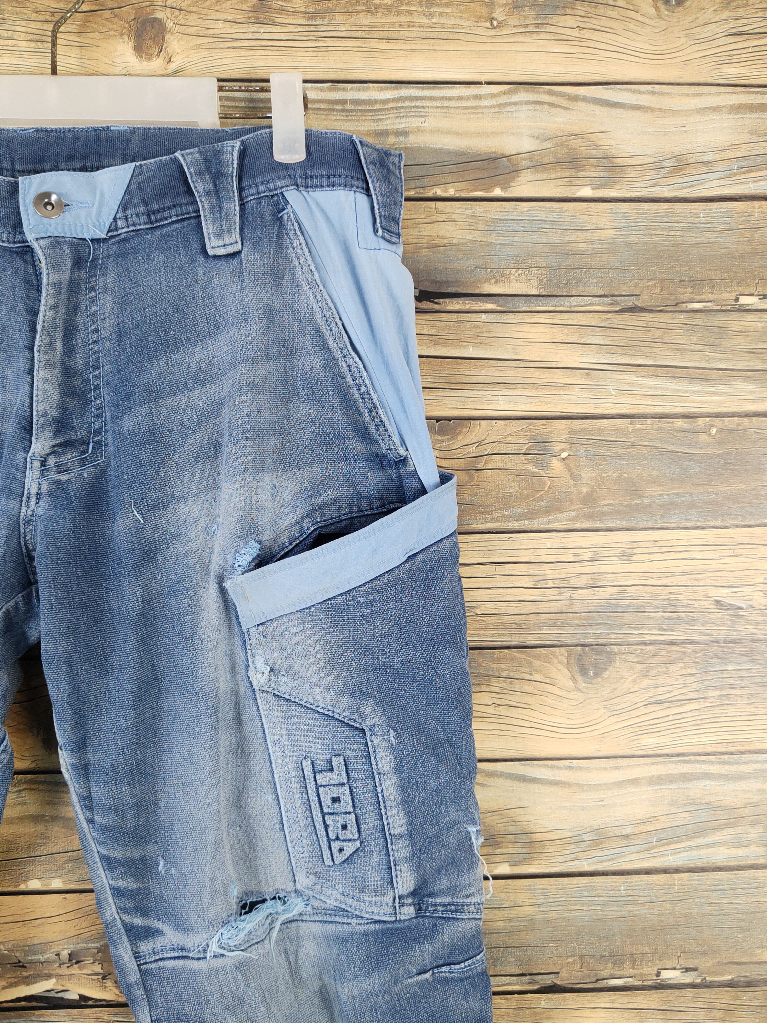 Japanese Brand Toraichi Blue Distressed Ripped Jogger Jeans #W1950 Size US 34 / EU 50 - 7 Thumbnail