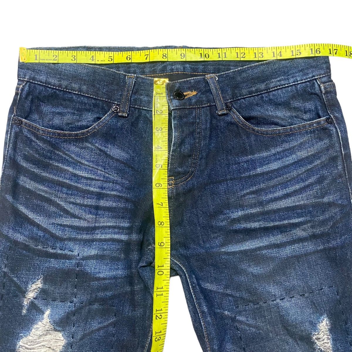 GOSTAR DE FUGA FUGA Coated Oiled Denim Flare Jeans Distressed Size US 32 / EU 48 - 22 Thumbnail