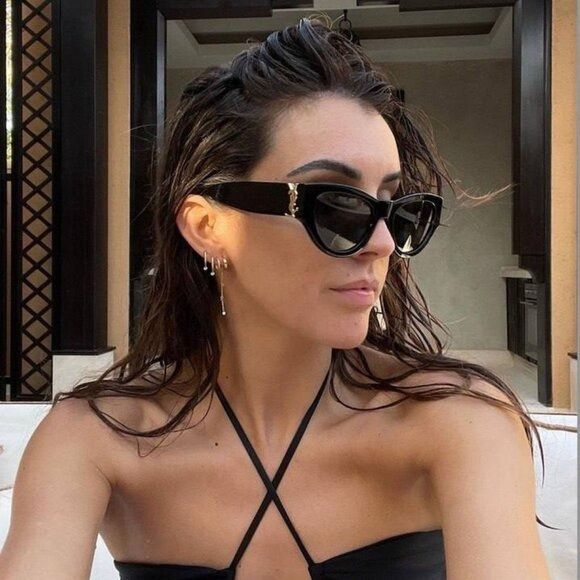 Saint Laurent Paris Saint Laurent SL M94/F 004 Sunglasses Havana/Black Cat Eye Size ONE SIZE - 3 Thumbnail