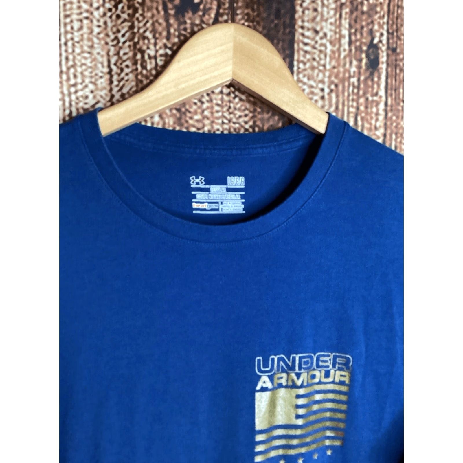 Under Armour Under Armour Shirt Mens Large Blue HeatGear Stars Stripes Flag Short Sleeve Size US L / EU 52-54 / 3 - 2 Thumbnail