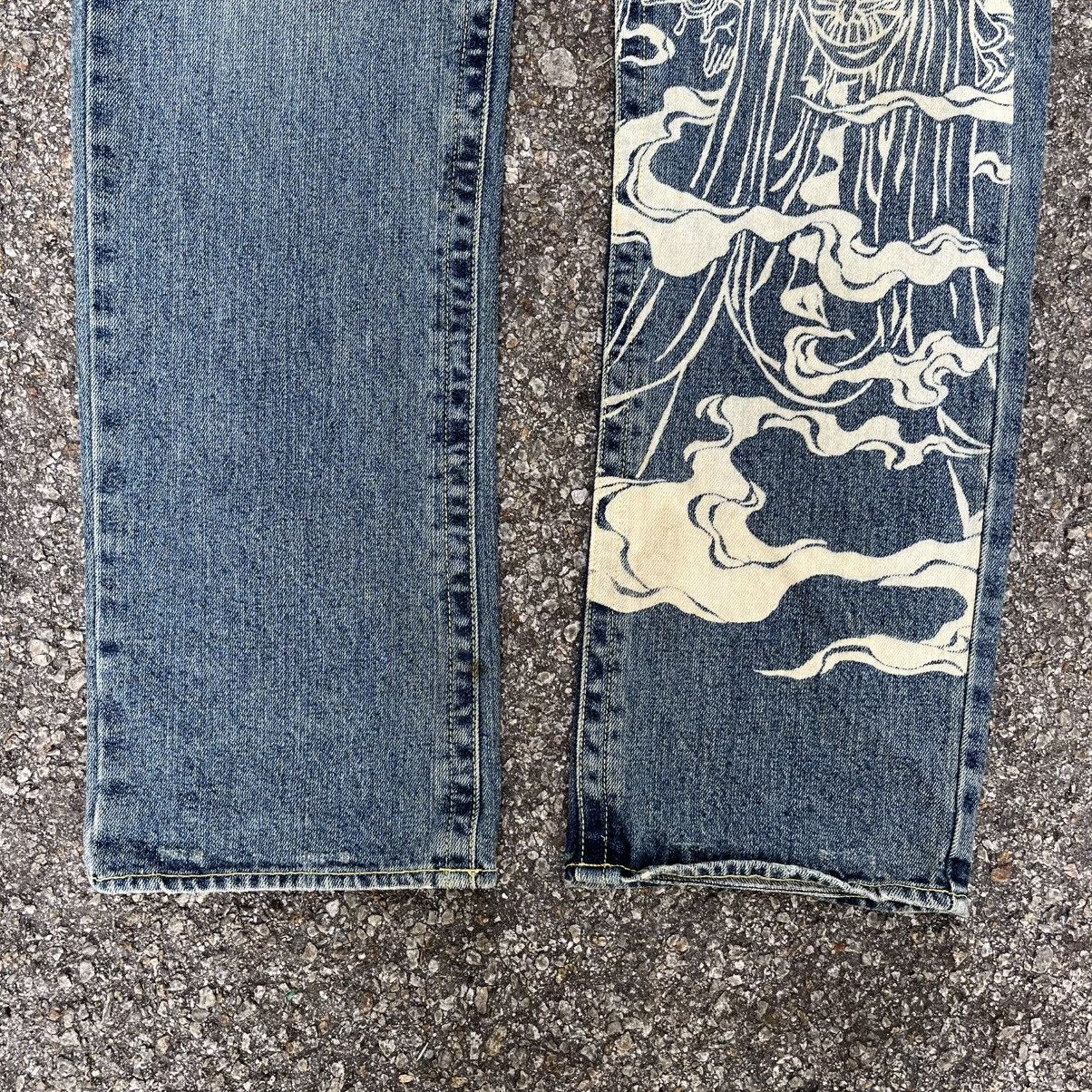Hysteric Glamour Vintage Japanese Printed Jeans Indian Karakuri Koi Style Size US 33 - 2 Thumbnail
