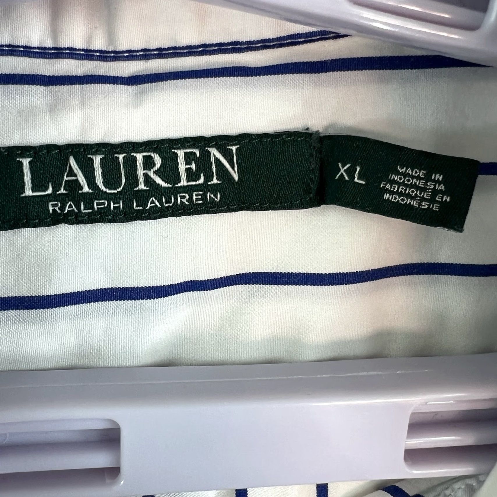 Ralph Lauren Lauren Ralph Lauren Men's XL Blue and White Striped Cotton Button-Up Shirt Casual Business Formal Size US XL / EU 56 / 4 - 5 Thumbnail