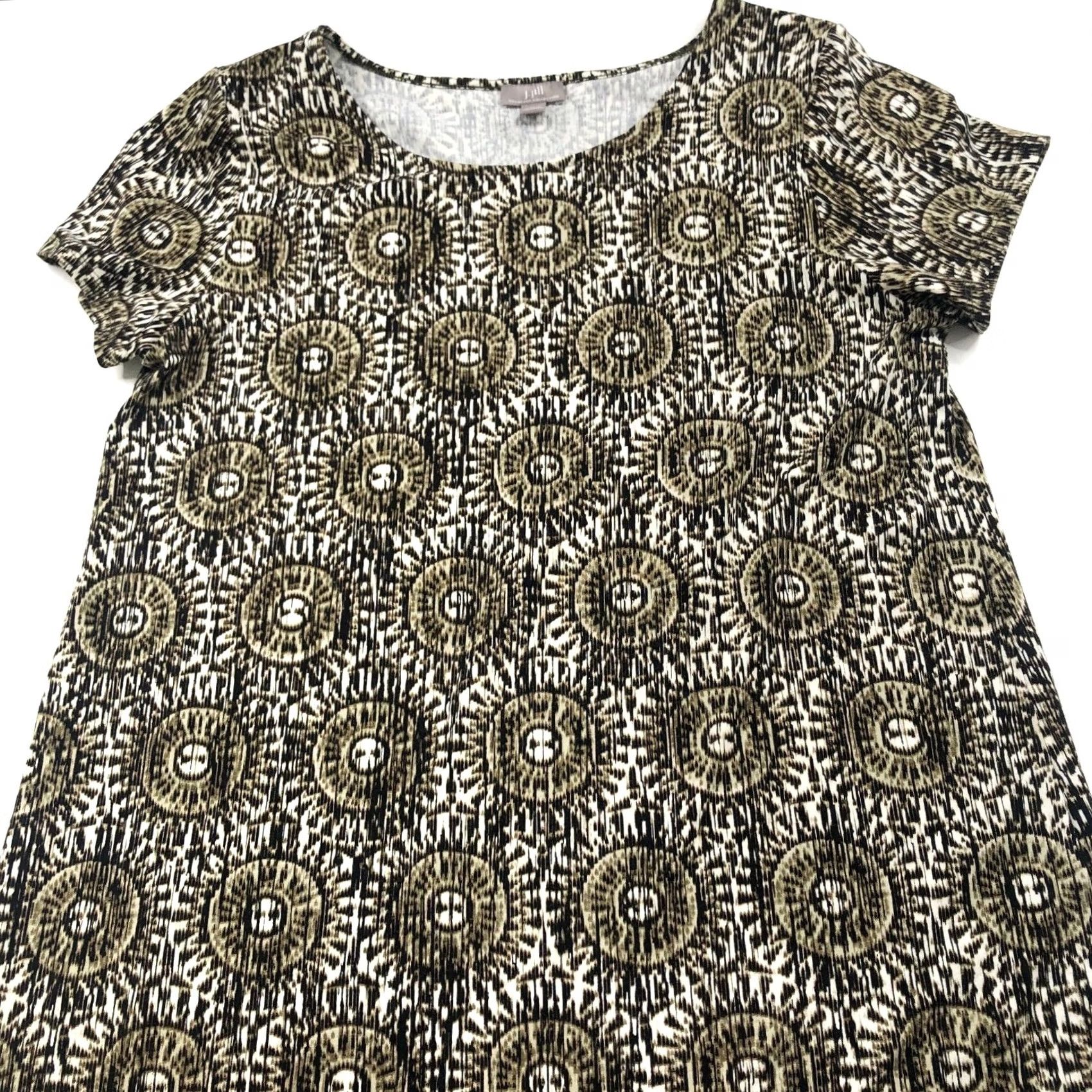 J. Jill J. Jill Dress Tunic Shift Knee Length Rayon Green Medallion All Over Print Women M Medium Size M / US 6-8 / IT 42-44 - 2 Thumbnail