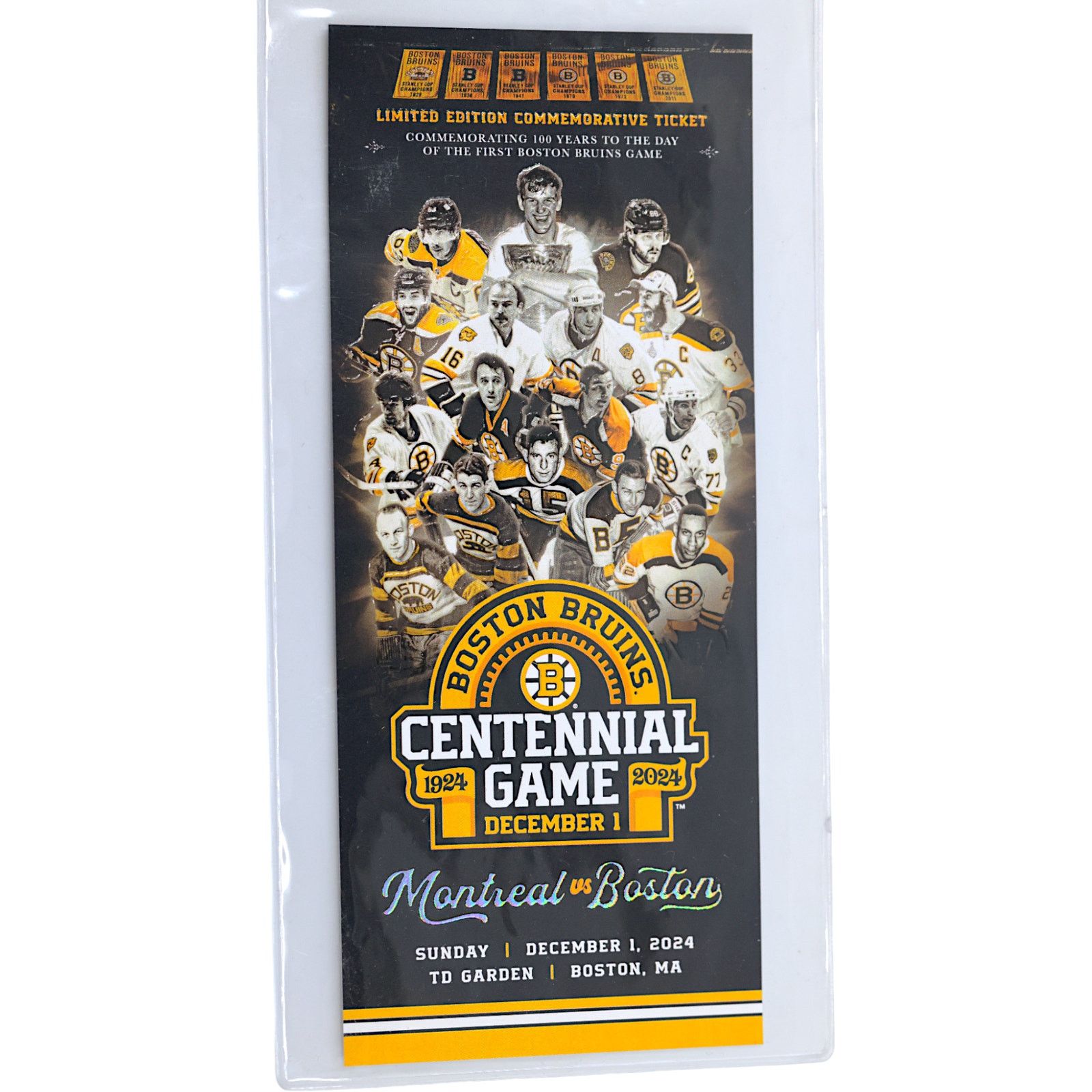 NHL Boston Bruins v Montreal Canadiens Centennial Commem. Ticket Size ONE SIZE - 2 Thumbnail
