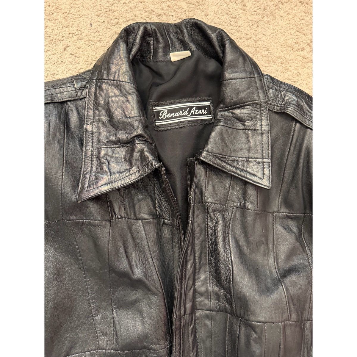 Vintage VINTAGE BLACK PATCHWORK BOMBER LEATHER JACKET Size US M / EU 48-50 / 2 - 21 Thumbnail