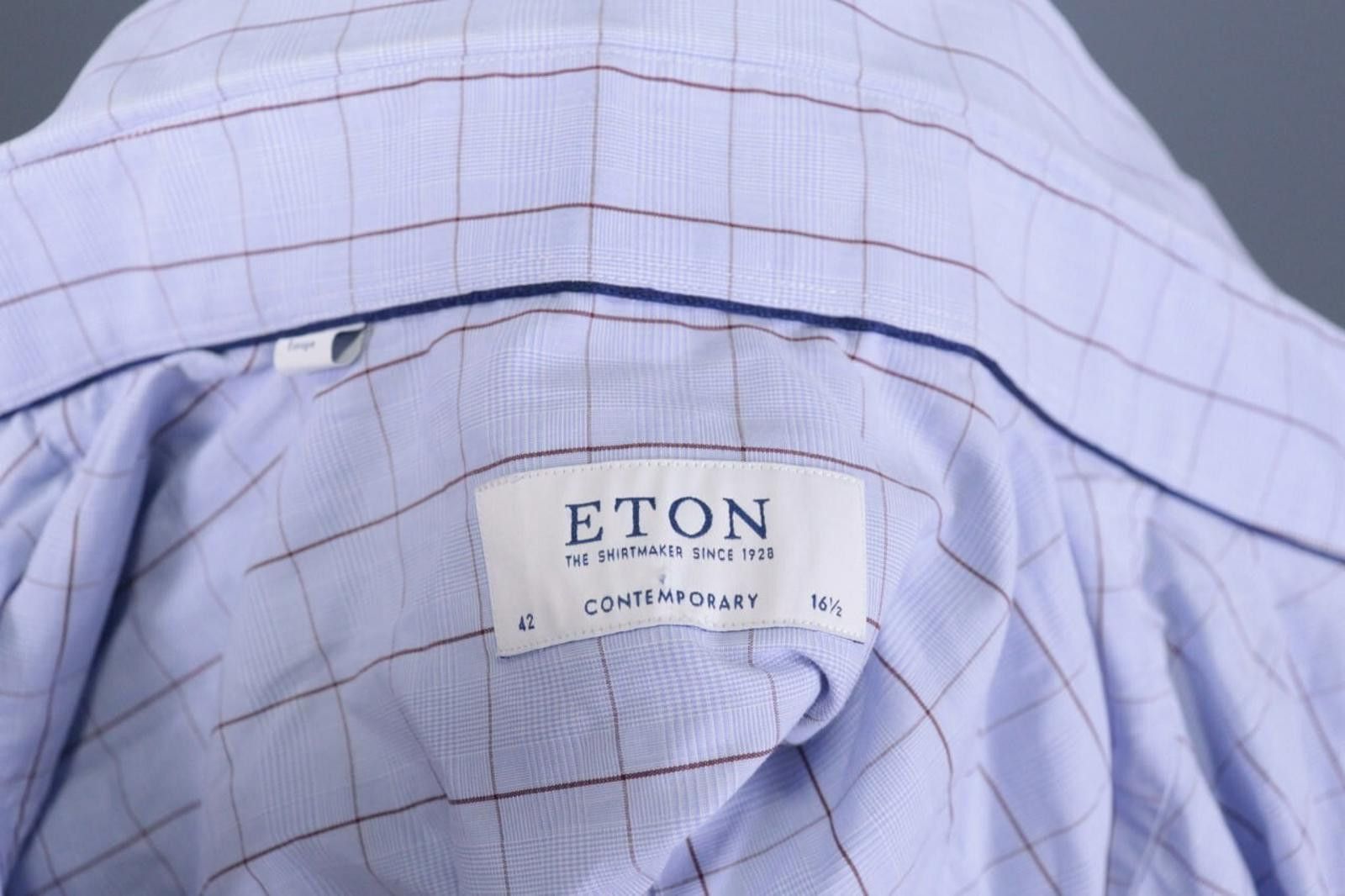 Eton Eton Contemporary Poplin Check Blue Shirt Size 42 / 16.5 Size US M / EU 48-50 / 2 - 12 Thumbnail