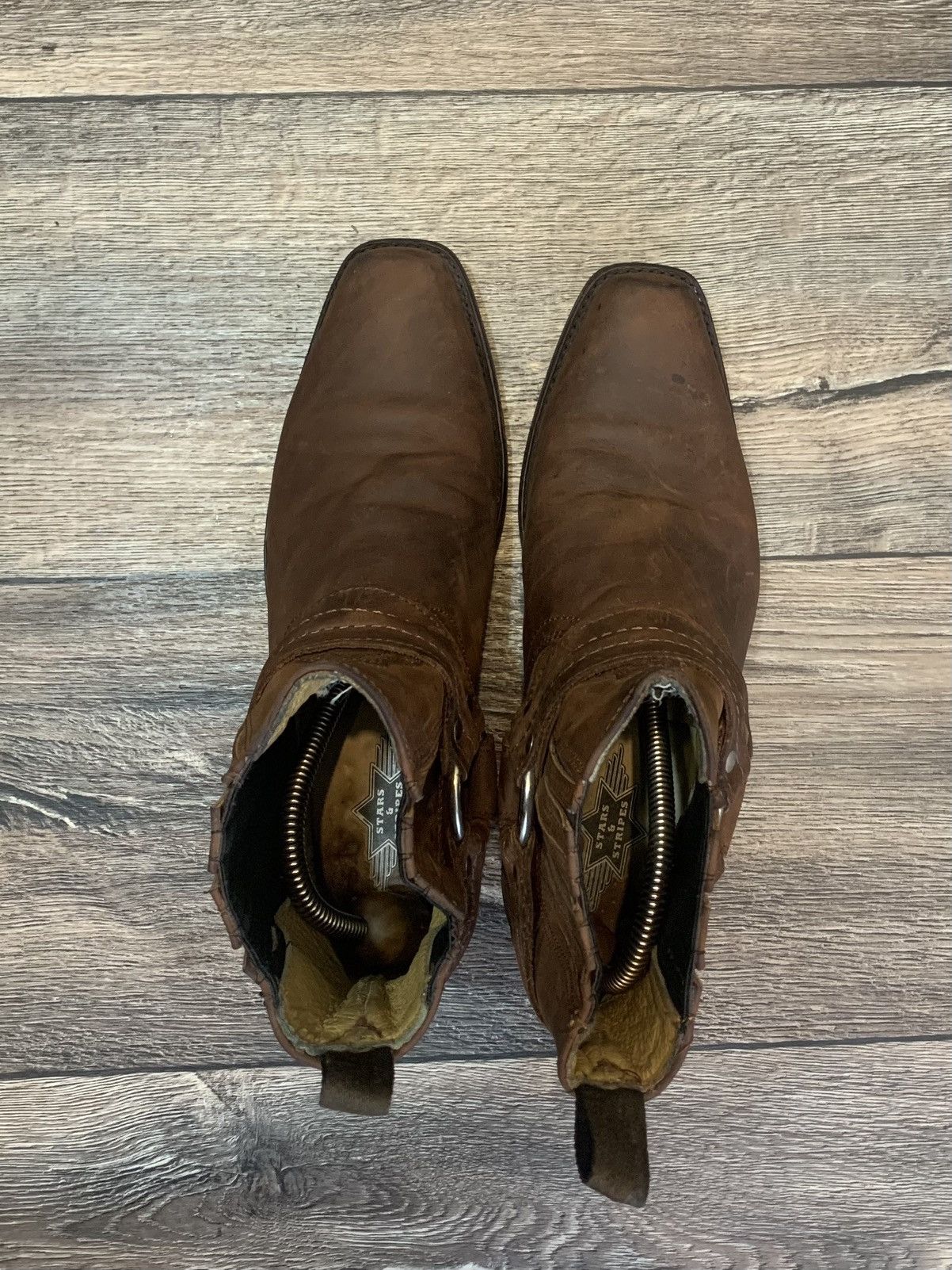 Cowboy Equipment × Stars & Stripes Stars & Stripes Brown Leather Biker Western Cowboy Boots Size US 7.5 / EU 40-41 - 7 Thumbnail