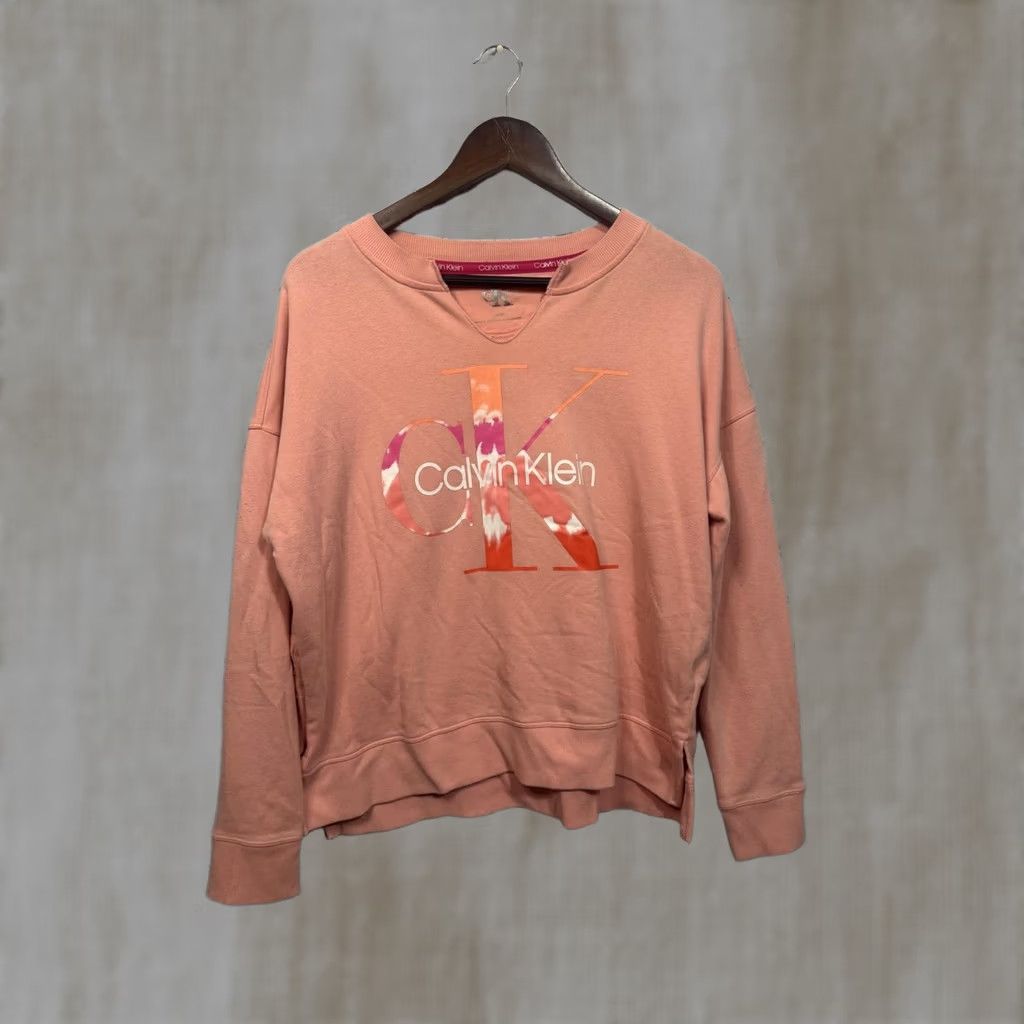 Calvin Klein Calvin Klein Sweatshirt Pink Tie-Dye Logo Women M Casual Crew Neck Long Sleeve 100% Cotton Pullover Regular Size M Size M / US 6-8 / IT 42-44 - 1 Thumbnail