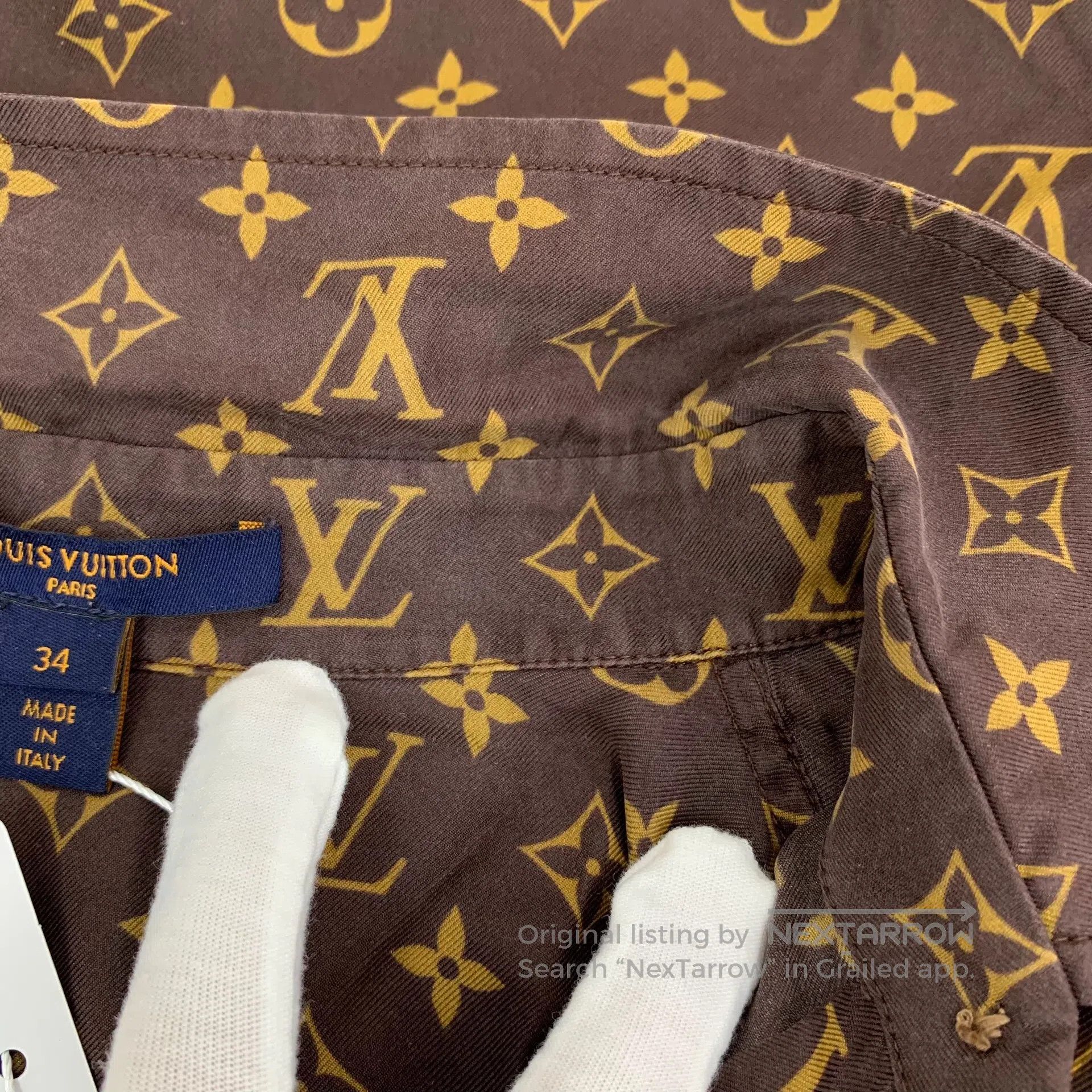Louis Vuitton Louis Vuitton Brown floral printed mulberry silk long-slee Size US XS / EU 42 / 0 - 8 Thumbnail