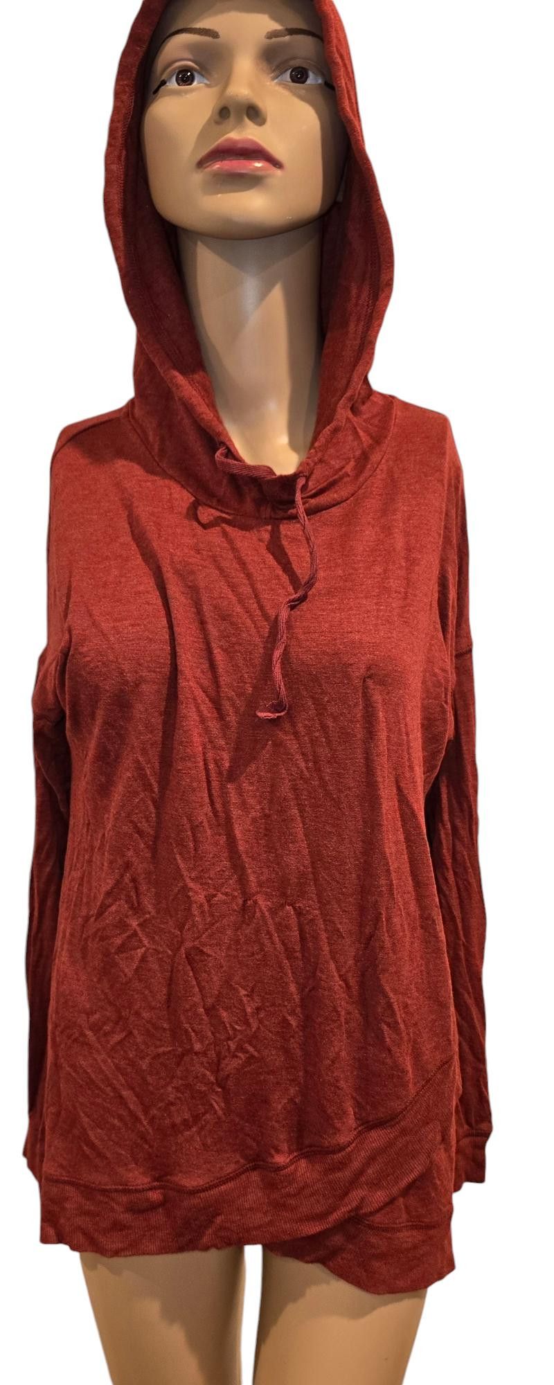 Designer Cozy Red Hooded Pullover Sweatshirt Size M / US 6-8 / IT 42-44 - 1 Thumbnail