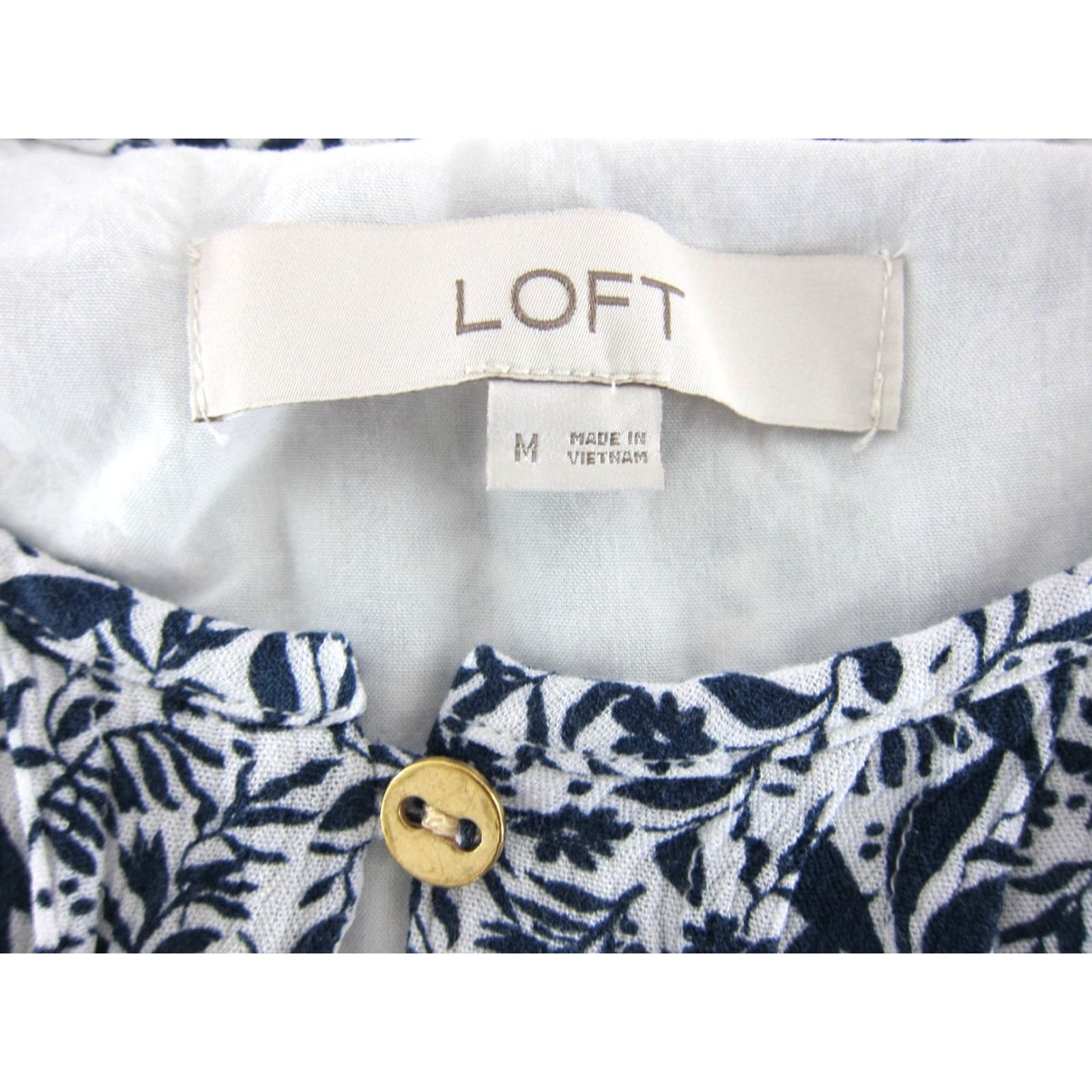 Ann Taylor Ann Taylor Dress M Blue White Floral Short Sleeve Sheath Smock Sun Size 32" / US 10 / IT 46 - 3 Thumbnail