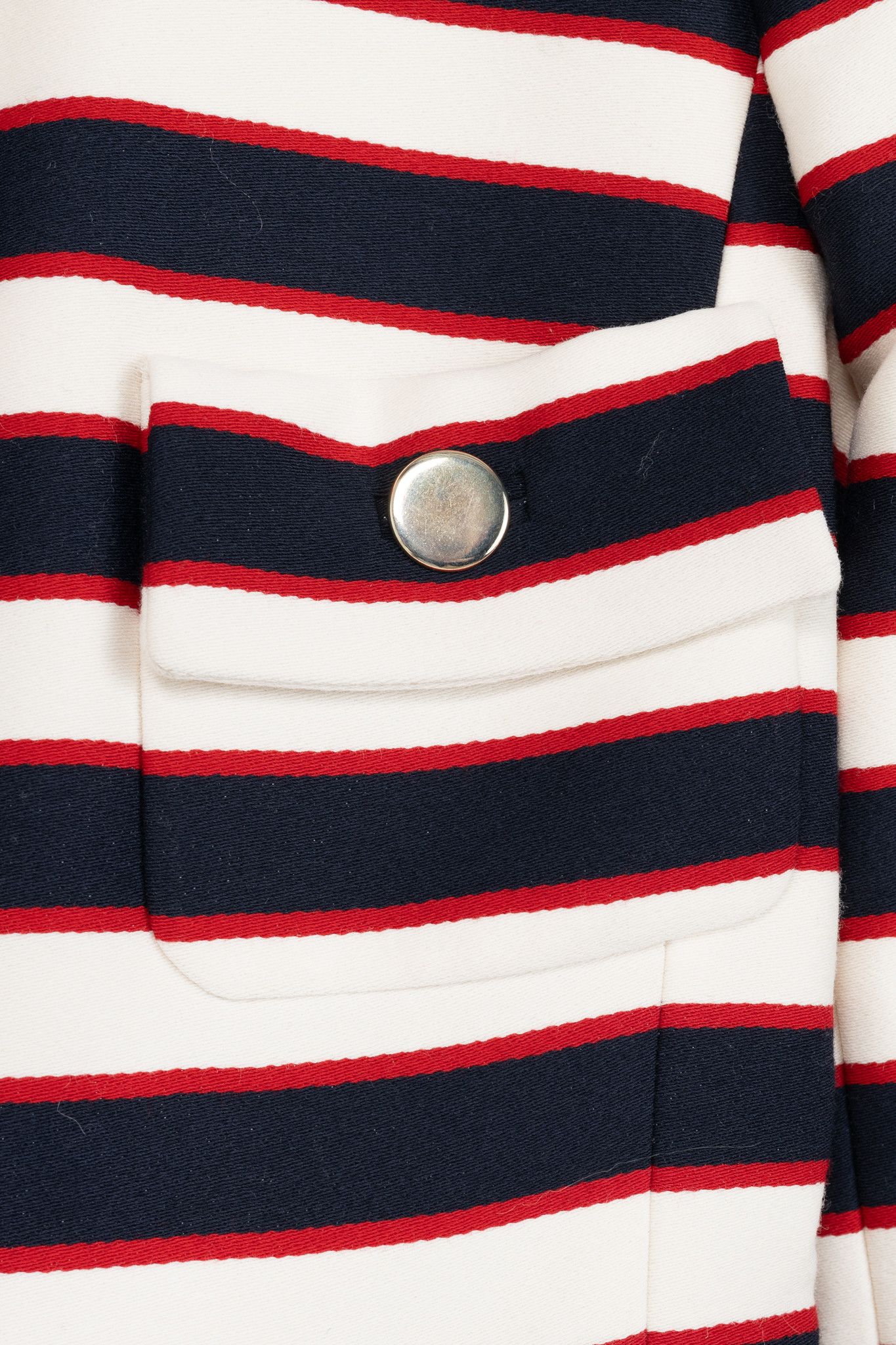 Valentino Valentino White & Navy Striped Wool & Silk Peplum Jacket Size M / US 6-8 / IT 42-44 - 7 Thumbnail