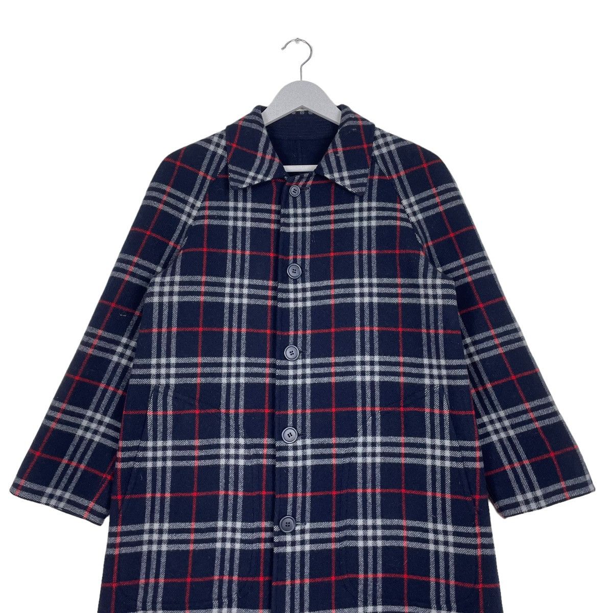 Burberry Prorsum × Vintage 💥VTG BURBERRYS NAVY BLUE CHECK REVERSIBLE BUTTON PARKA Size US M / EU 48-50 / 2 - 3 Thumbnail