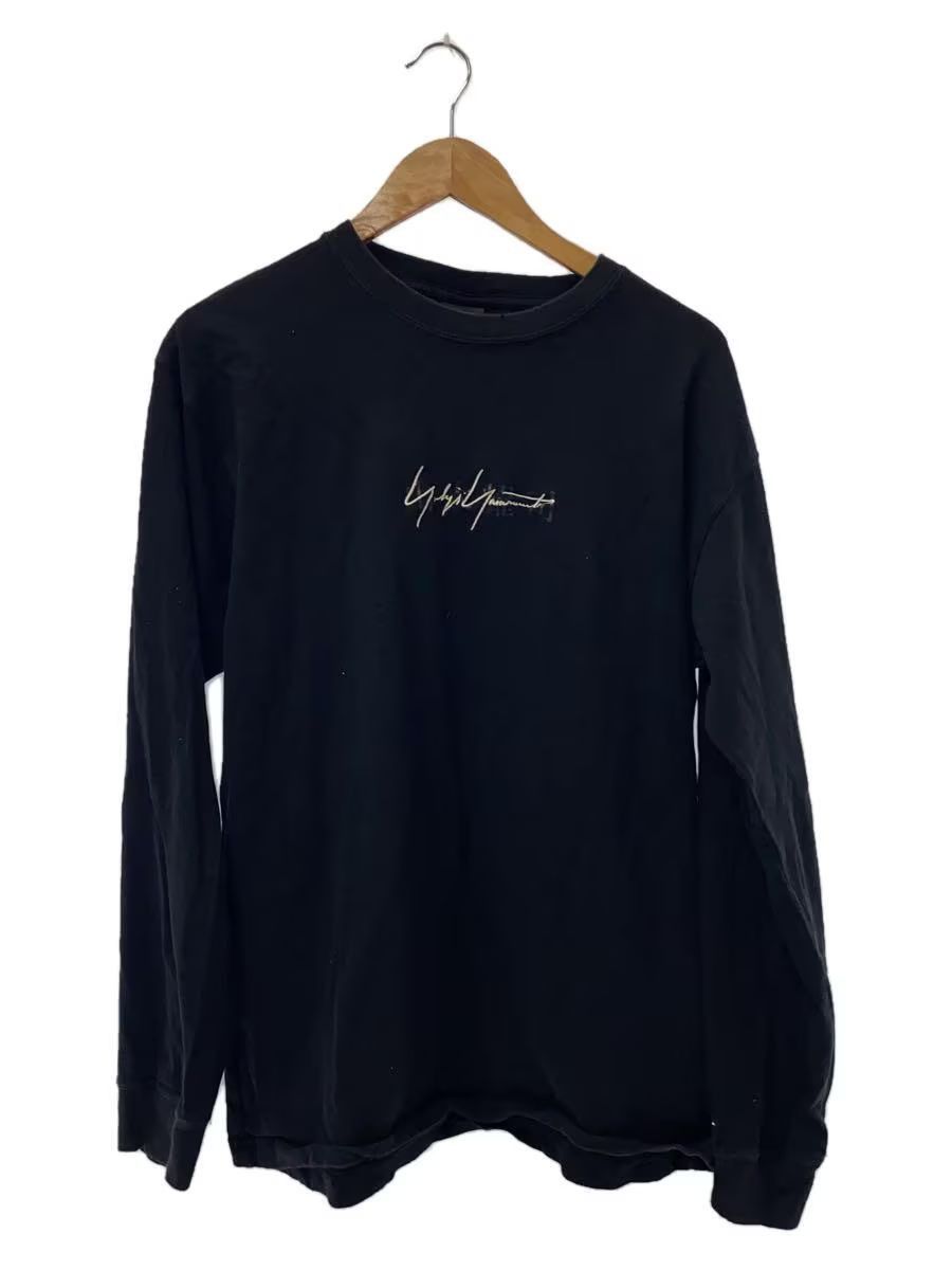image of New Era x Yohji Yamamoto Pour Homme Signature Logo Long Sleeve Tee in Black, Men's (Size Large)