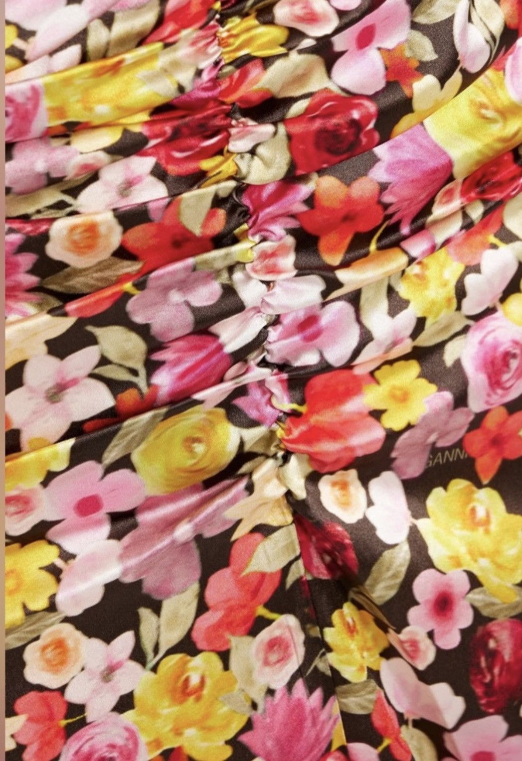 Ganni Ganni Ruched floral-print silk-blend satin midi Dress Size L / US 10 / IT 46 - 4 Thumbnail