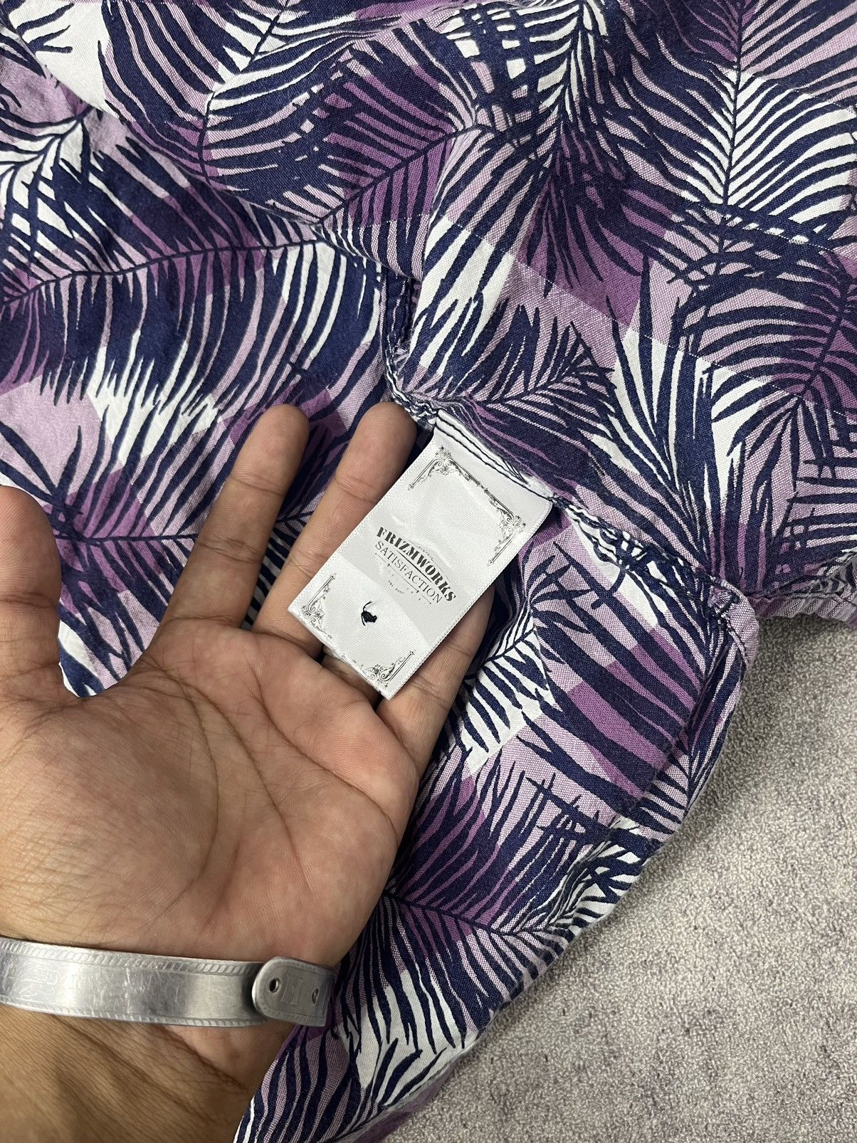 FrizmWORKS × Japanese Brand × Uniform Bridge Frizmworks aloha half shirt checked palm violet shirt Size US XL / EU 56 / 4 - 9 Thumbnail
