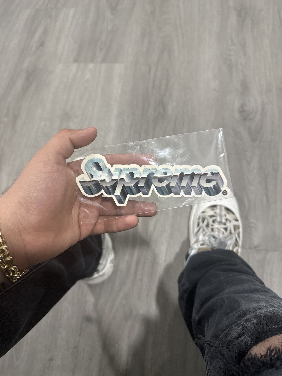 Supreme chrome clearance logo sticker