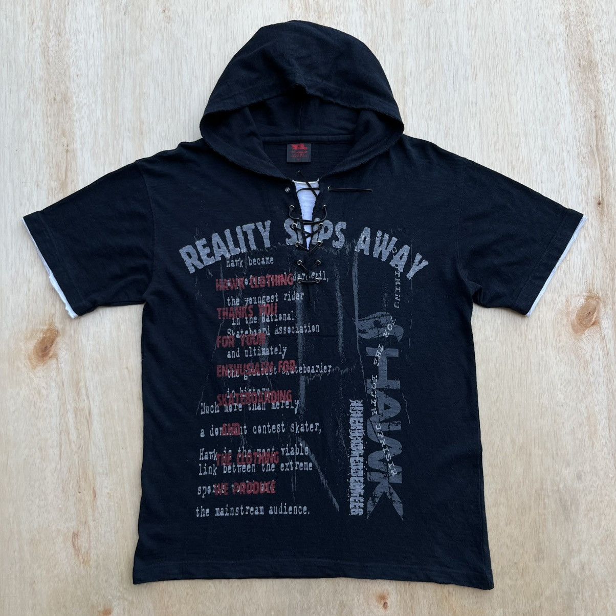 Tony Hawk TONY HAWK LACE UP HOODIE POEM SKATE Y2K VINTAGE TEE Size US L / EU 52-54 / 3 - 1 Thumbnail