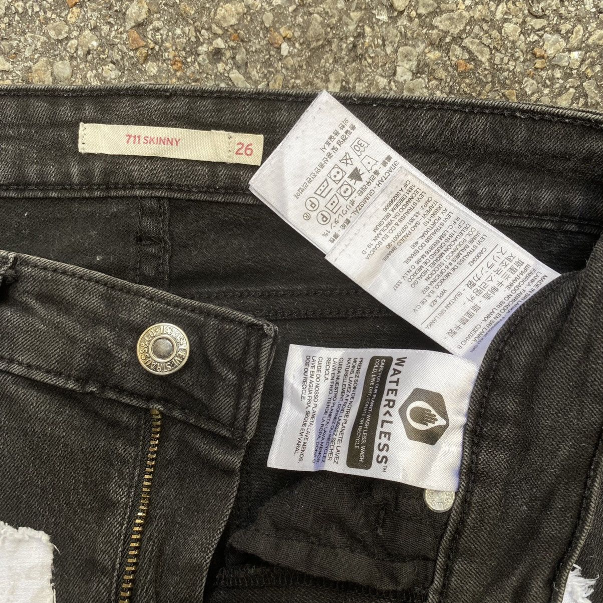 Beauty Beast Kapital Style Levis 711 Skinny Skeleton Bones Denim Jeans Size 26" / US 2 / IT 38 - 6 Thumbnail