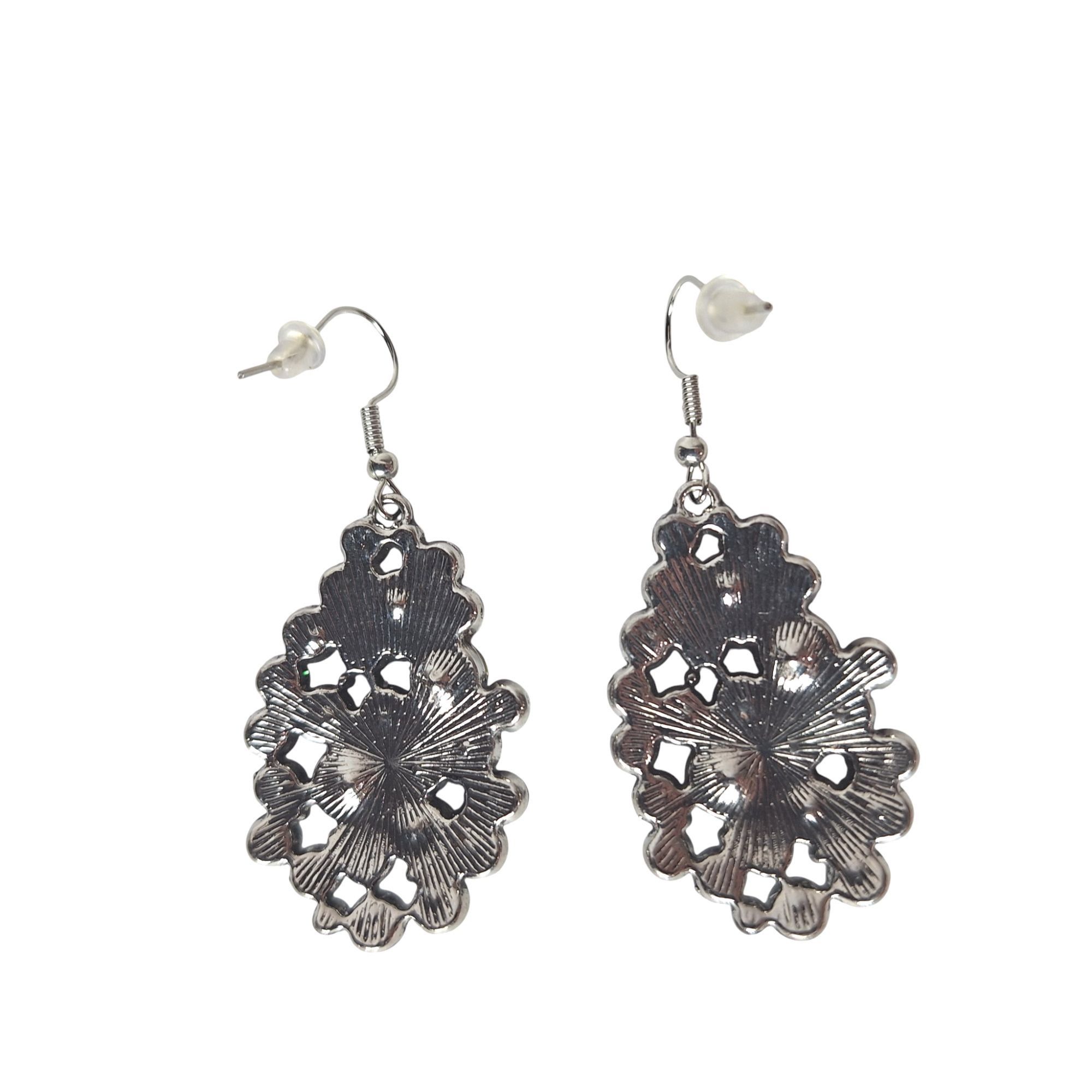 Other Blue Rhinestone Cluster Teardrop Chandelier Earrings Gunmeta Size ONE SIZE - 2 Thumbnail