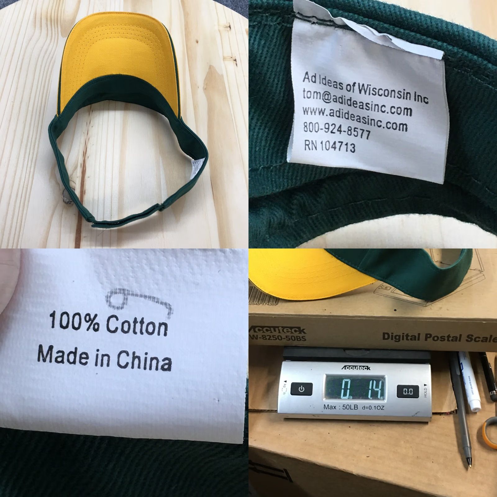Vintage Lambeau Field 1957 Visor Cap Hat Mens One Size Green Yellow Cotton Adjustable Size ONE SIZE - 8 Thumbnail
