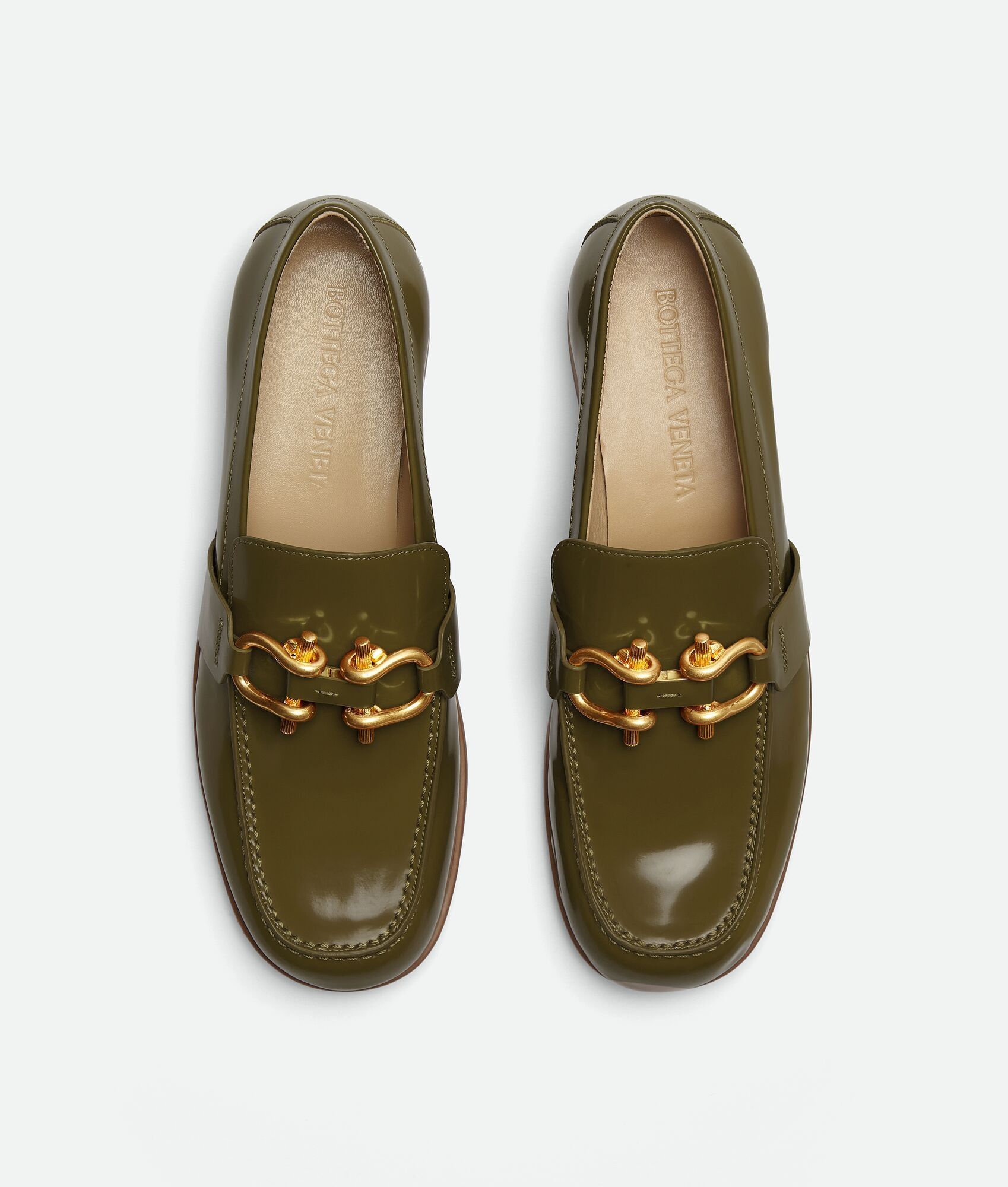 Bottega Veneta o1bcso1str0225 Monsieur Loafers in Olive Green Size US 8 / IT 38 - 4 Thumbnail