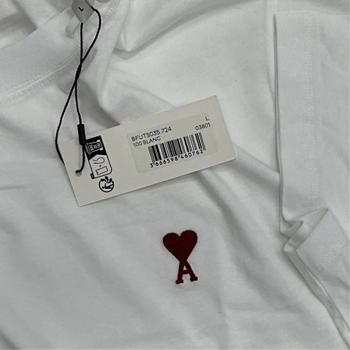 AMI AMIPARIS White Crew Neck Cotton Short Sleeve T-Shirt -2507 Size US L / EU 52-54 / 3 - 3 Thumbnail