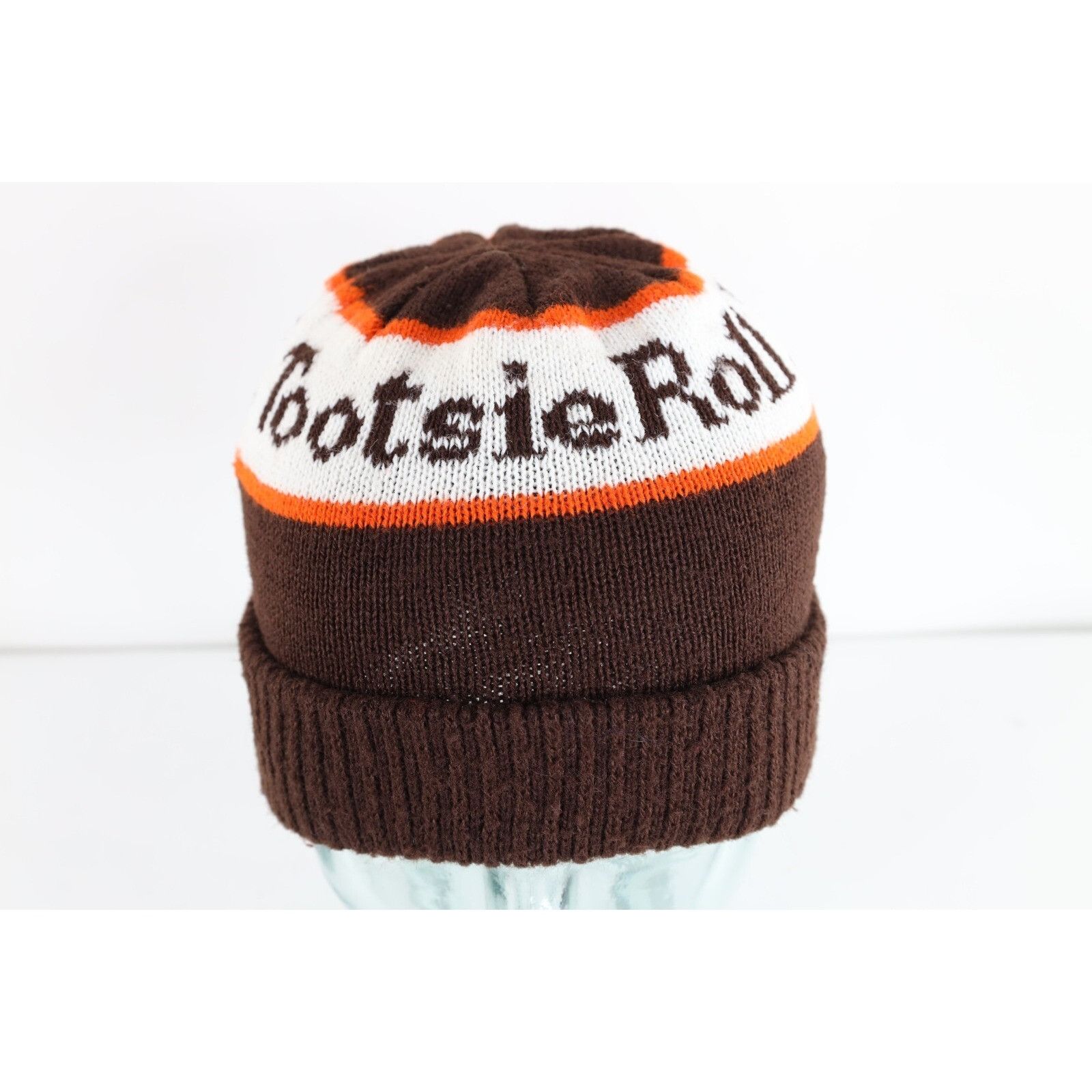Vintage Vintage 70s 80s Tootsie Roll Candy Knit Winter Beanie Hat Size ONE SIZE - 1 Thumbnail