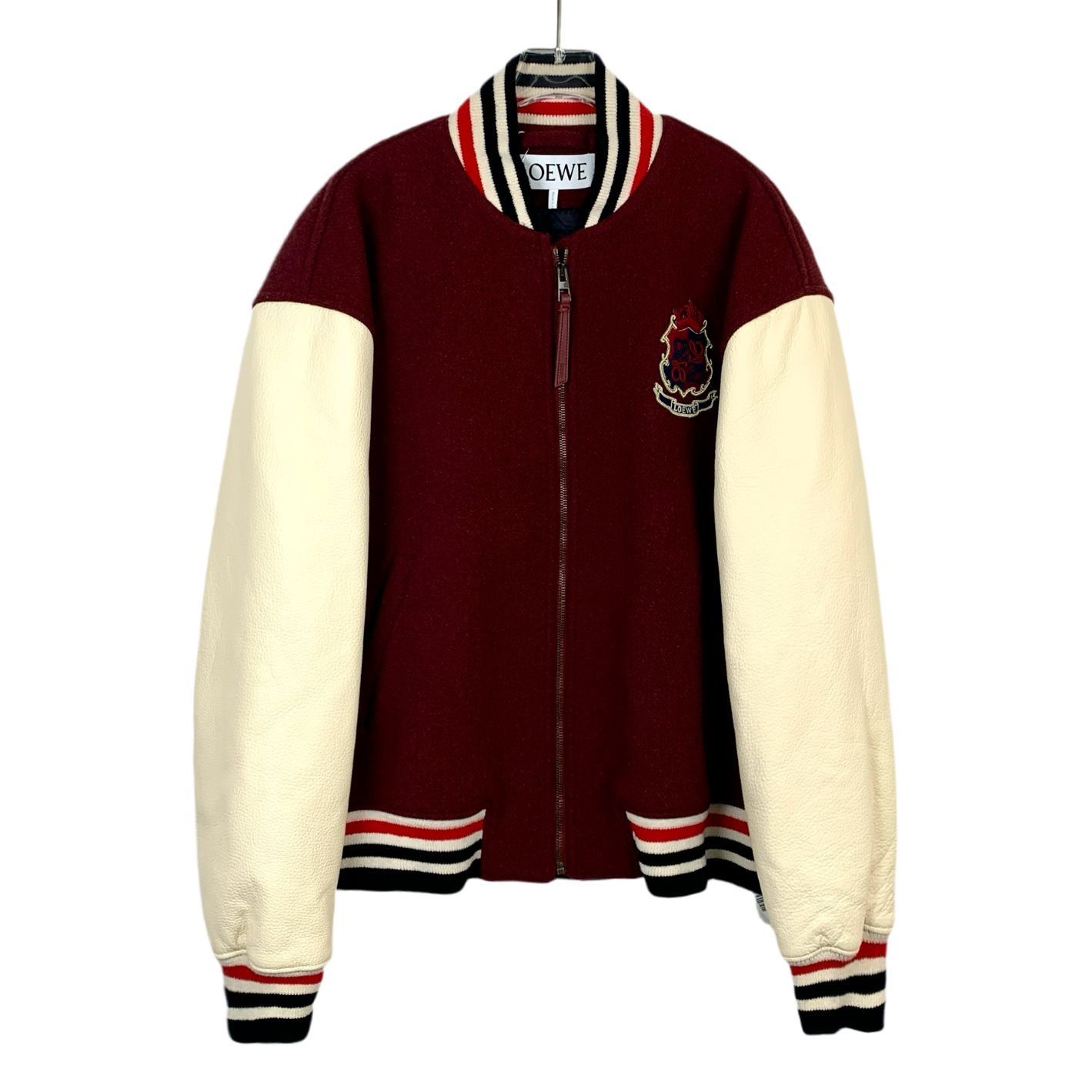 Loewe Loewe Maroon & Cream Varsity Jacket With Floral Embroidery W Size US L / EU 52-54 / 3 - 1 Thumbnail
