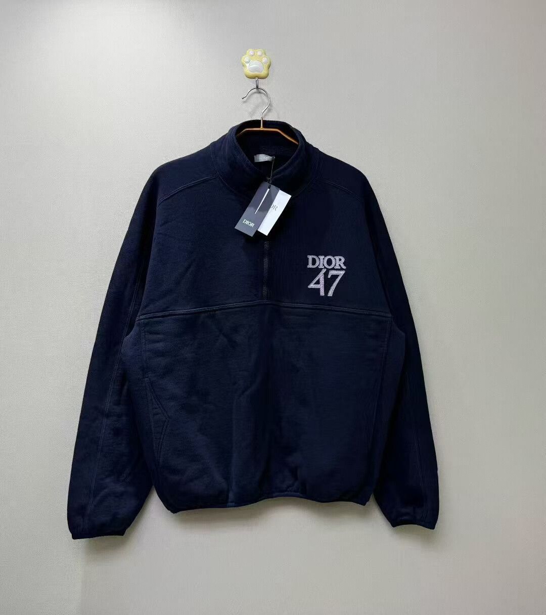Dior DIOR Navy Blue Embroidered 47 Letter Half-Zip Sweatshirt Size US L / EU 52-54 / 3 - 1 Thumbnail