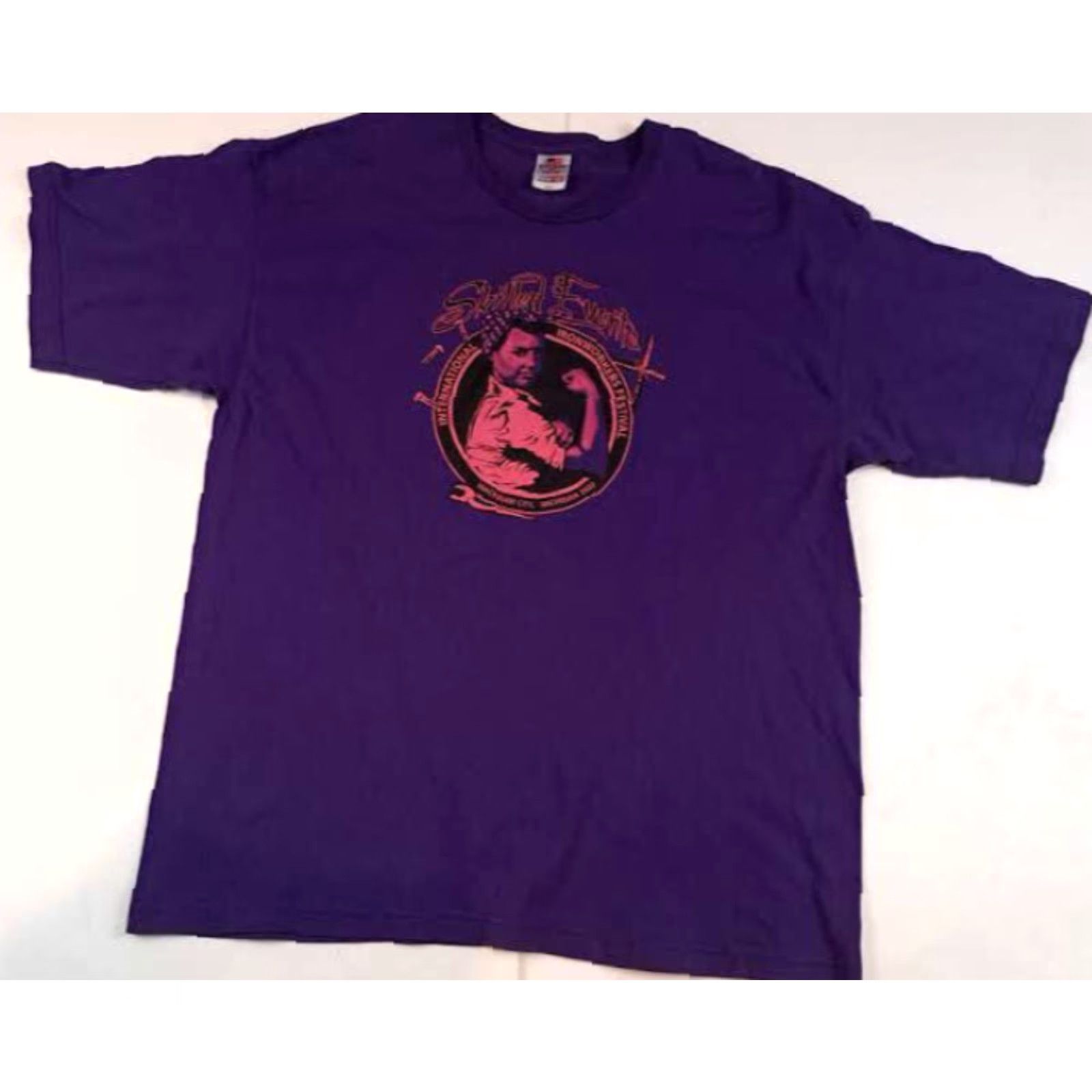 Vintage VINTAGE International Ironworkers Festival 2022 Mackinaw City T-Shirt 2XL USA Made Bayside Men Purple USA 29in 24in chest Double-check? Size US XXL / EU 58 / 5 - 2 Thumbnail
